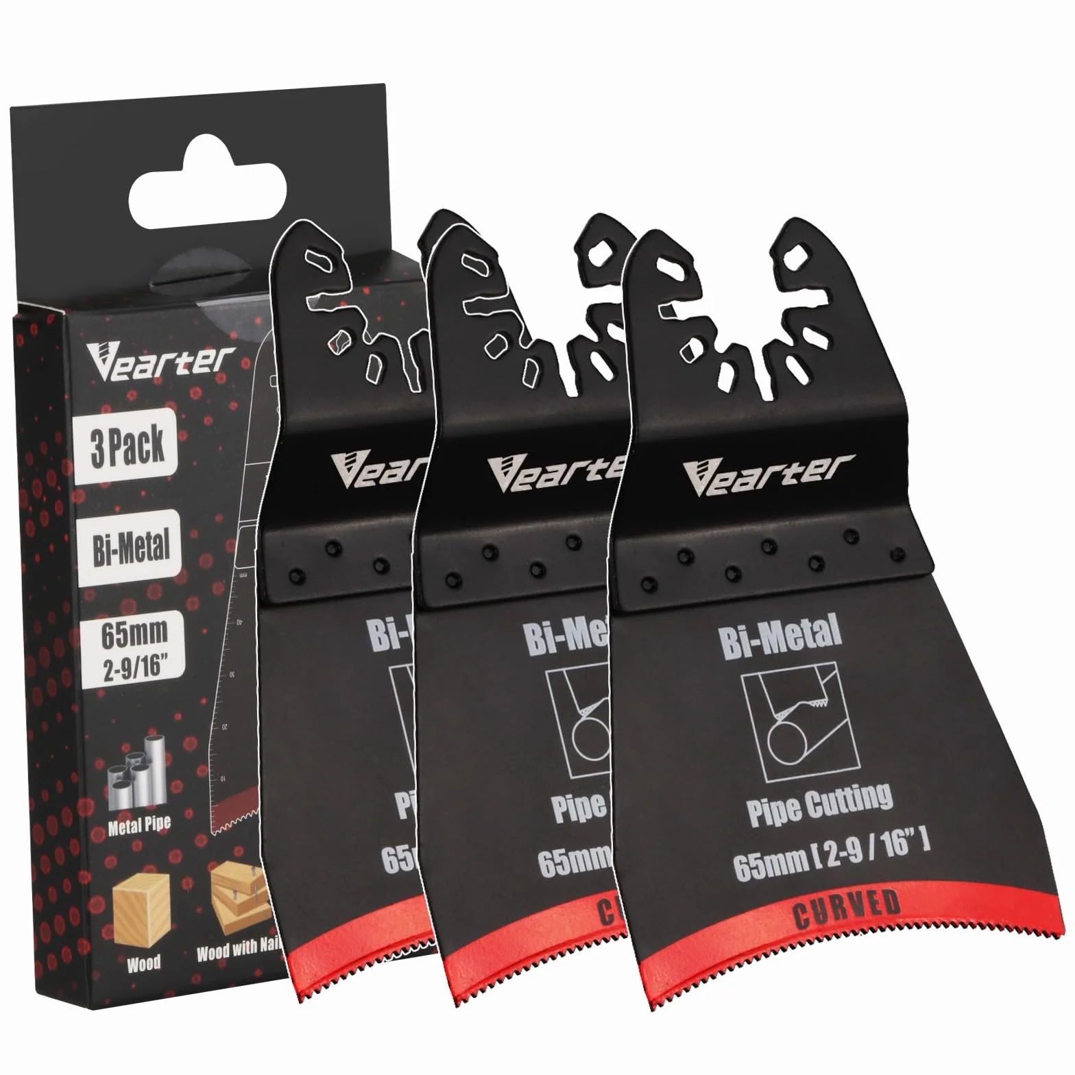 3 cuchillas bimetálicas multiherramienta, cuchillas universales bimetálicas de 65 mm, cuchillas multiherramienta de liberación rápida, corte de borde curvado para tubos de metal, madera