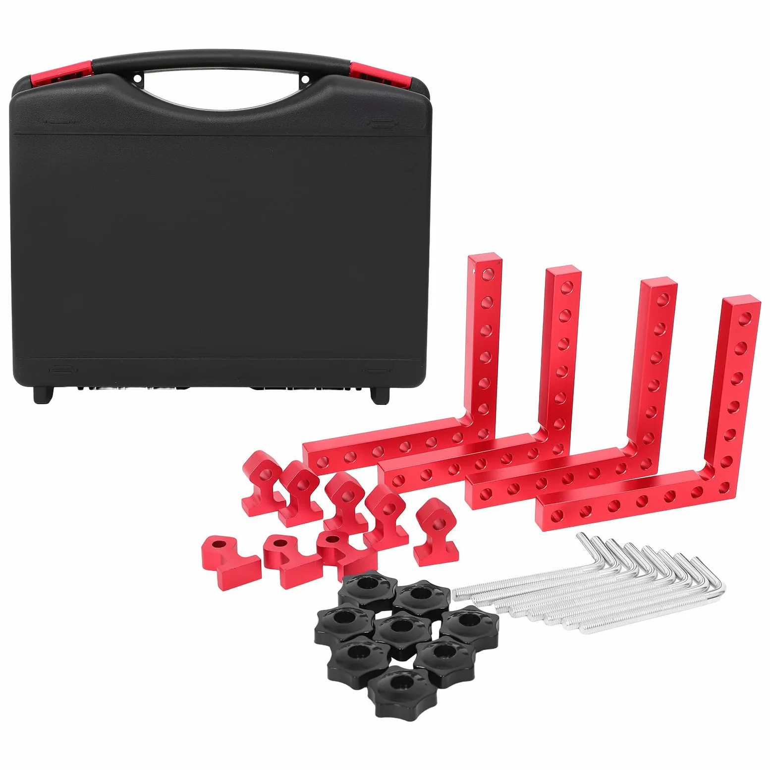 Artibetter 12 Piezas Abrazadera de Ángulo Recto para Carpintería, Regla de Carpintero de Aleación de Aluminio, 90 Grados, Rojo, Posicionamiento Preciso, Fijación Rápida, para Carpintería DIY