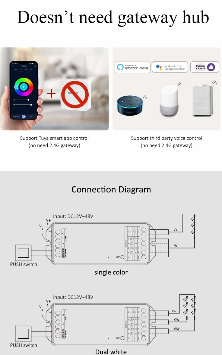 LGIDTECH PW5 Miboxer Tira de luces LED 5 en 1 20 A control Tuya compatible Alexa Google Home