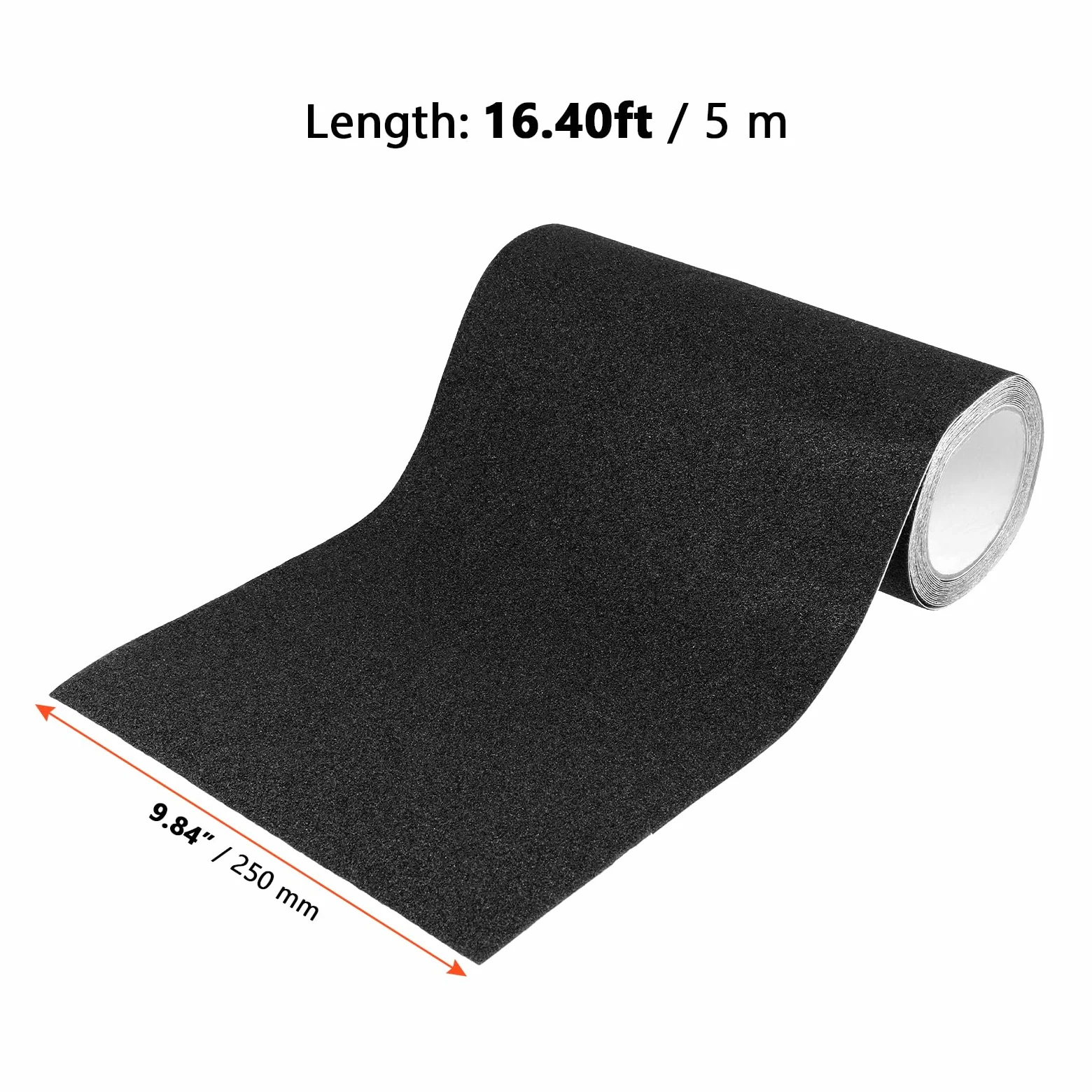 SINJEUN Cinta adhesiva antideslizante negra de 25 cm x 5 m, cinta adhesiva antideslizante, cinta adhesiva para escaleras, escalones