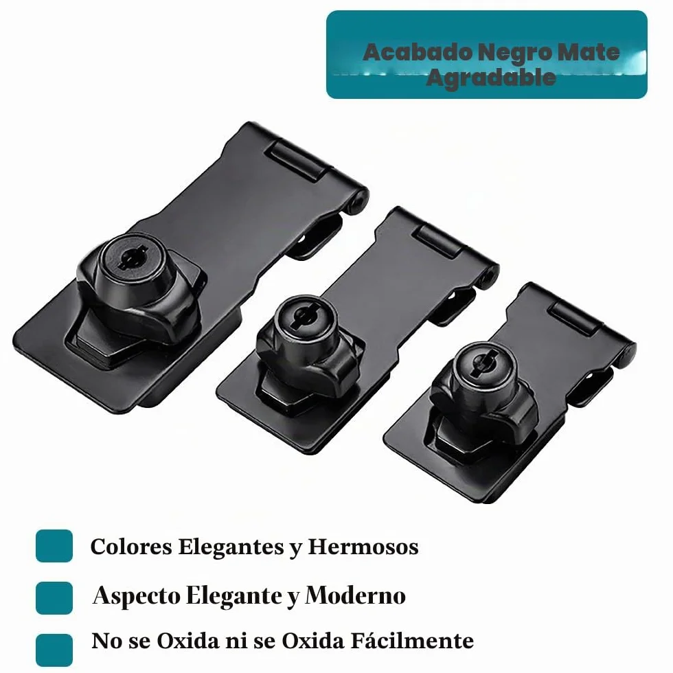 Cerradura de cerrojo de ángulo recto 90 grados con llave, cerrojo pequeño de seguridad para puerta, cobertizo (Black 2.5 Inch)
