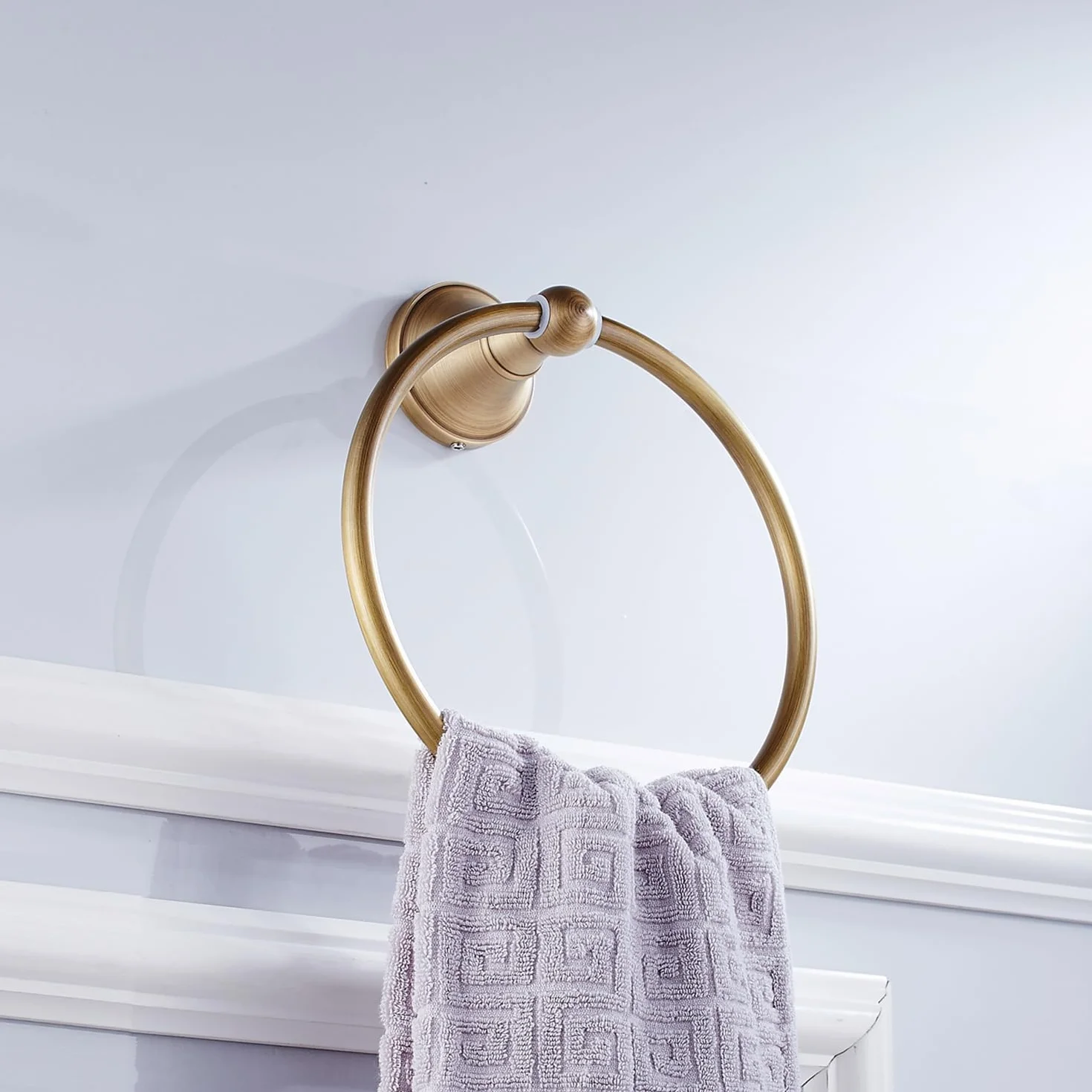 Flybath Toallero redondo latón envejecido soporte toallas baño cocina accesorio pared cepillado