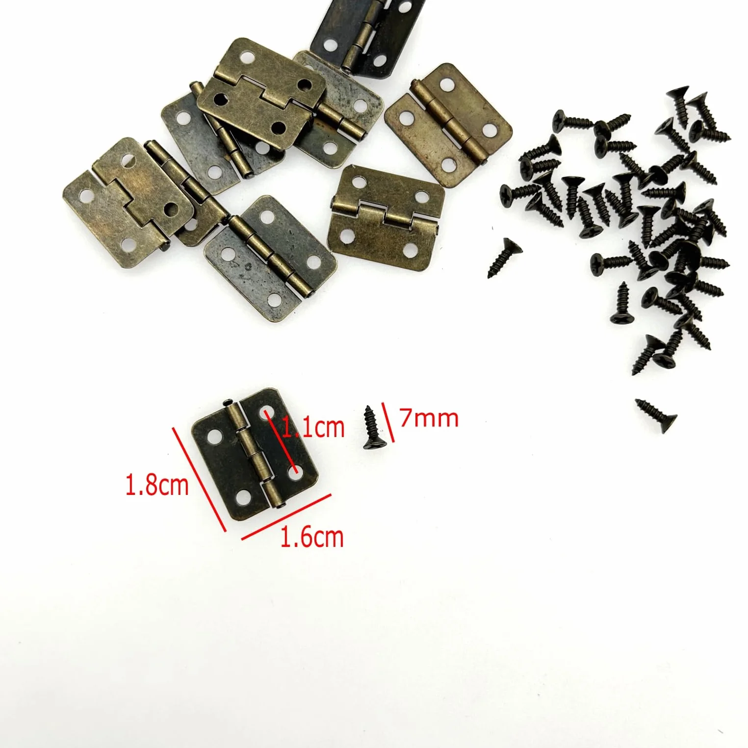 JZK Minisagras de bronce 18 x 16 mm Paquete de 10 bisagras de cajón