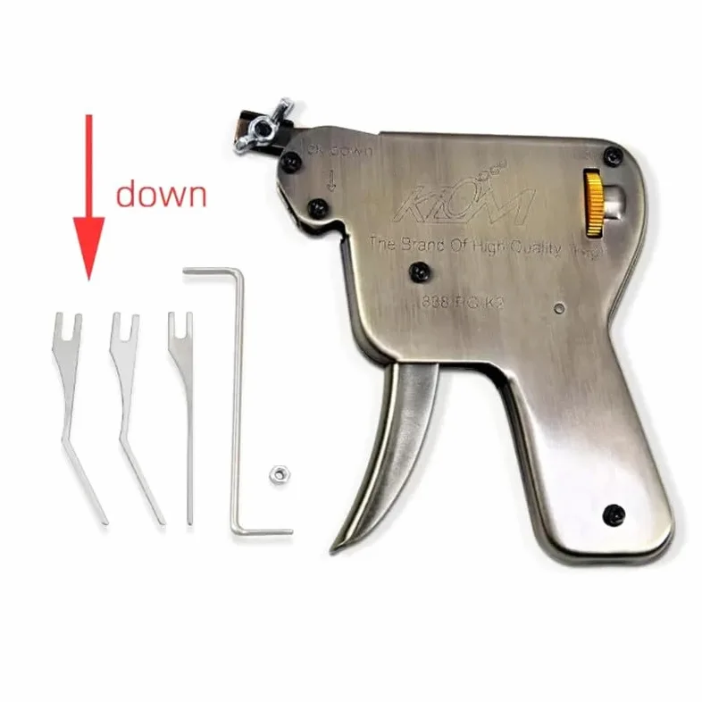 Locksmith KLOM - Pistola de ganzúas, herramienta de recogida de cerraduras, juego de ganzúas para abrir cerraduras de puerta (abajo)