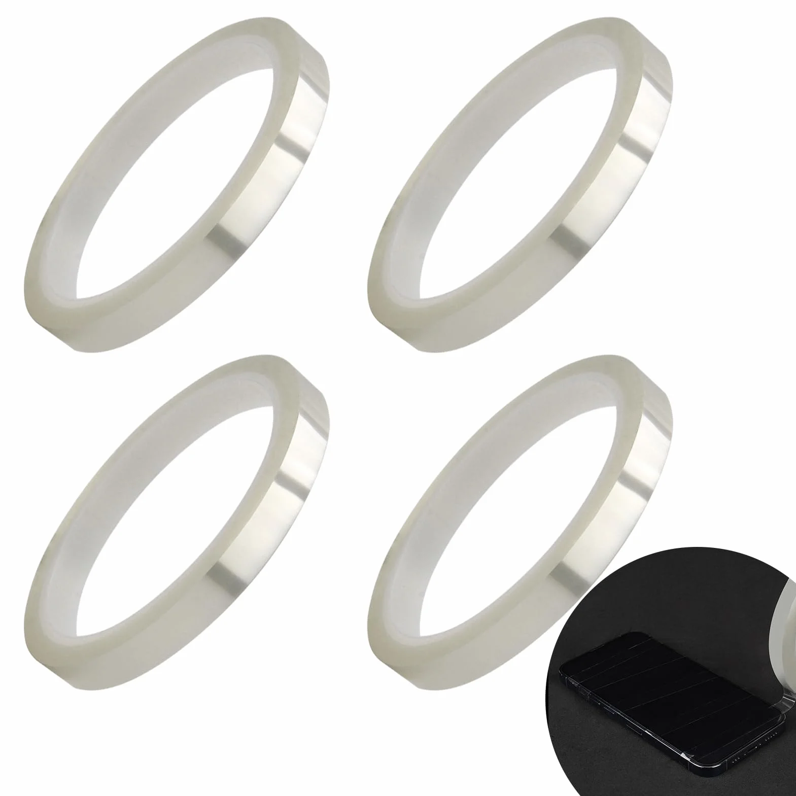 4 Rollos Cintas Térmicas para Sublimación, 10 mm x 33 m, Cinta Transparente para Prensa Térmica, Cinta Termorretráctil Resistente a Altas Temperaturas para Impresión Electrónica y Vinilo