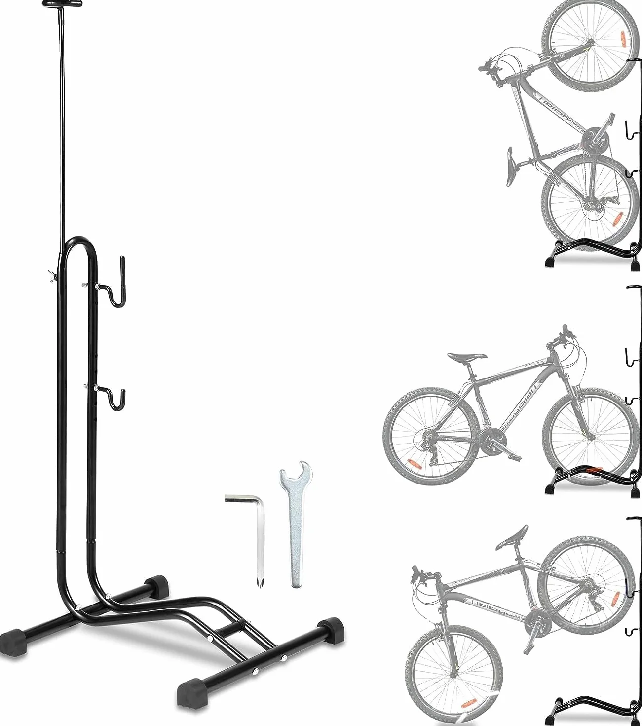 Soporte de suelo 3 en 1 para bicicleta, vertical, ahorro de espacio, para bicicleta de montaña y carretera