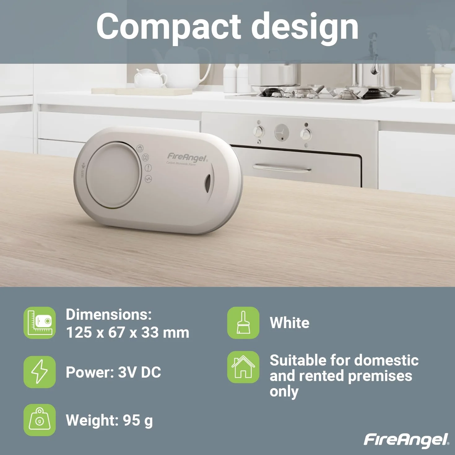 FireAngel FA3820 - Alarma de batería sellada con monóxido de Carbono, Transparente
