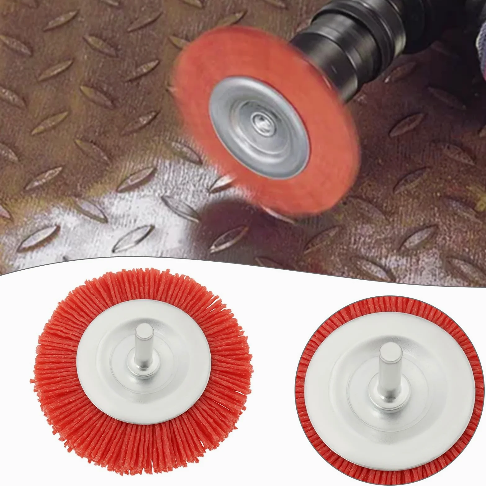 EMSea 2pcs Cepillos de Rueda de Nailon Abrasivos de 75mm Cepillo Redondo de Nailon de 6mm Cepillo de Copa de Nailon 80# para Eliminar óxido Corrosión Pintura Y Rebabas de Metal Madera