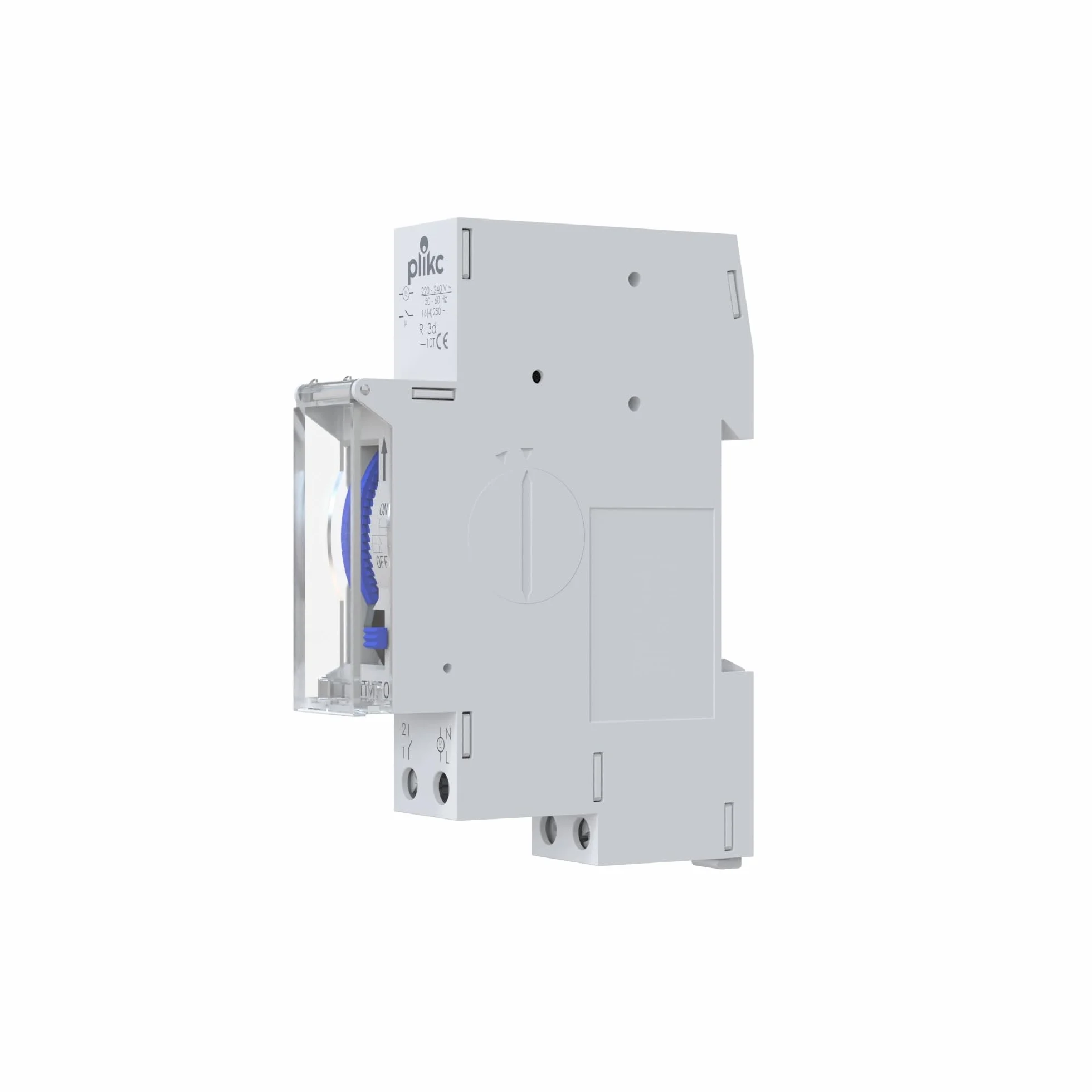 Plikc TIM501 - Interruptor horario electromecánico de Caballeros (programación Diaria, instalación en Barra DIN 1 módulo, Reserva de Marcha 72 Horas)