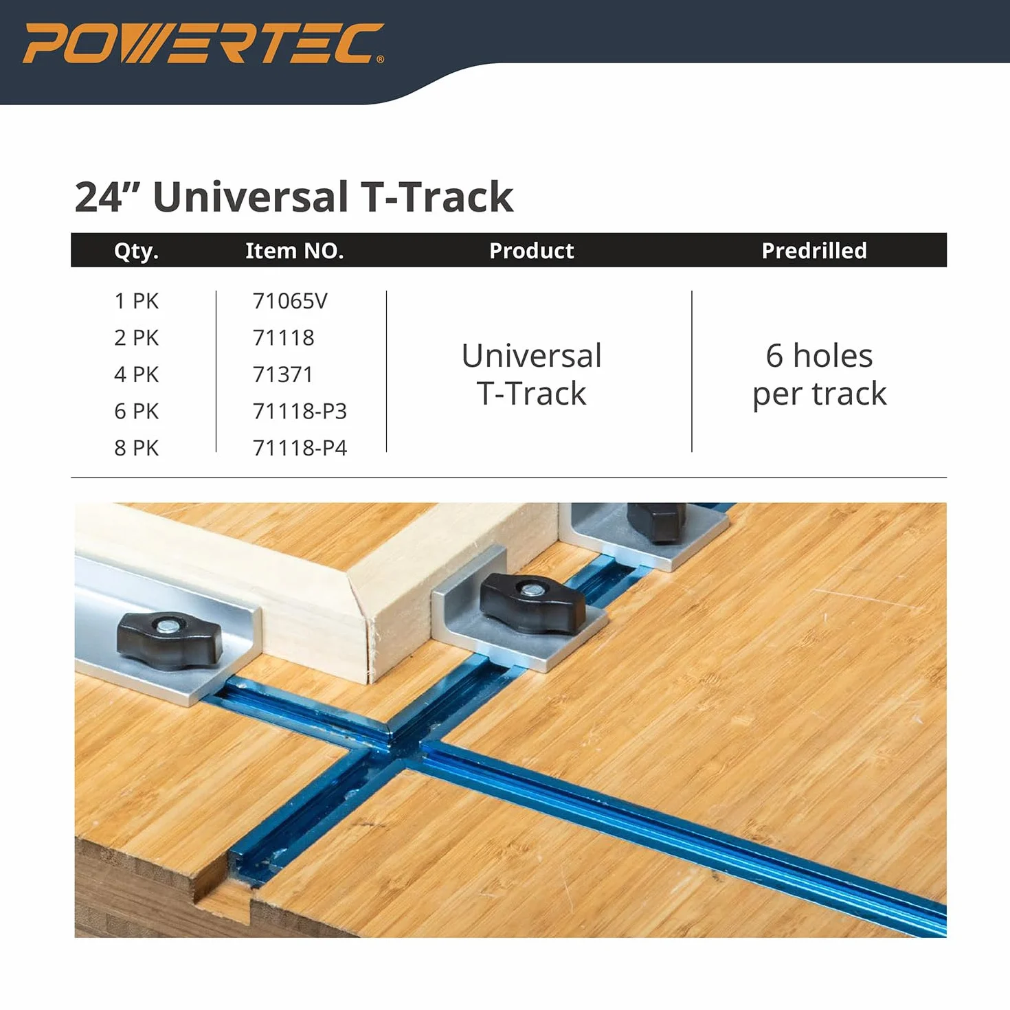 POWERTEC 71121 Kit de pomos en T con perillas roscadas y pernos en T de 5/16 a 18 para carpintería, juego de 16 piezas
