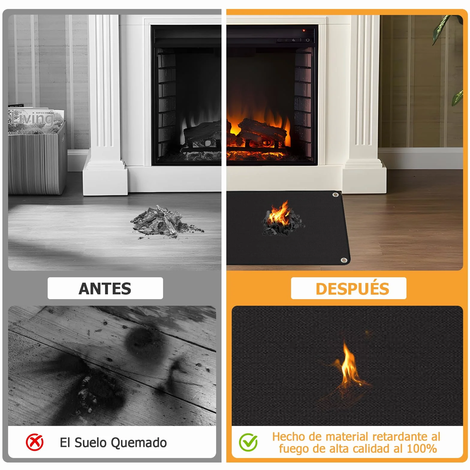 Alfombra Ignifuga para Chimenea, Alfombra Chimenea Ignifuga, Protector Suelo Chimenea, Alfombra de Fibra de Vidrio recubierta de Silicona, Alfombra Ignífuga para Chimenea y Estufa (100 * 180CM)