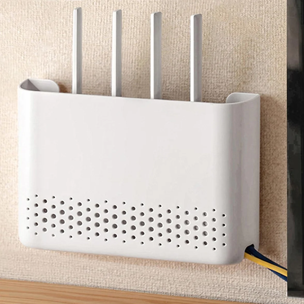 Caja Router Pared, Router Rack, Caja de Almacenamiento para Enrutador WiFi para Disimula el Router y Los Cables, para Sala de Estar de TV de Decoración del Hogar Blanco(Size:30x6x22cm)