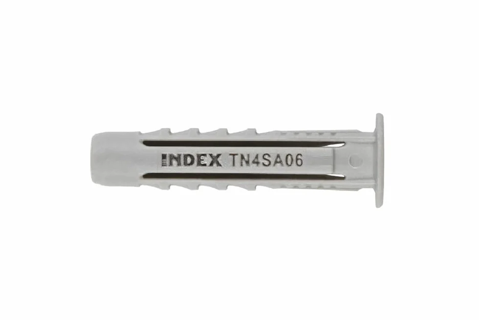 INDEX A PERFECT FIXING - TN4SA06EP [TN4S-A EP] Taco de nylon de 4 segmentos con collarín ancho, Para todo tipo de materiales, Anudable, Medida: 6 mm, Bote de 1000 unidades