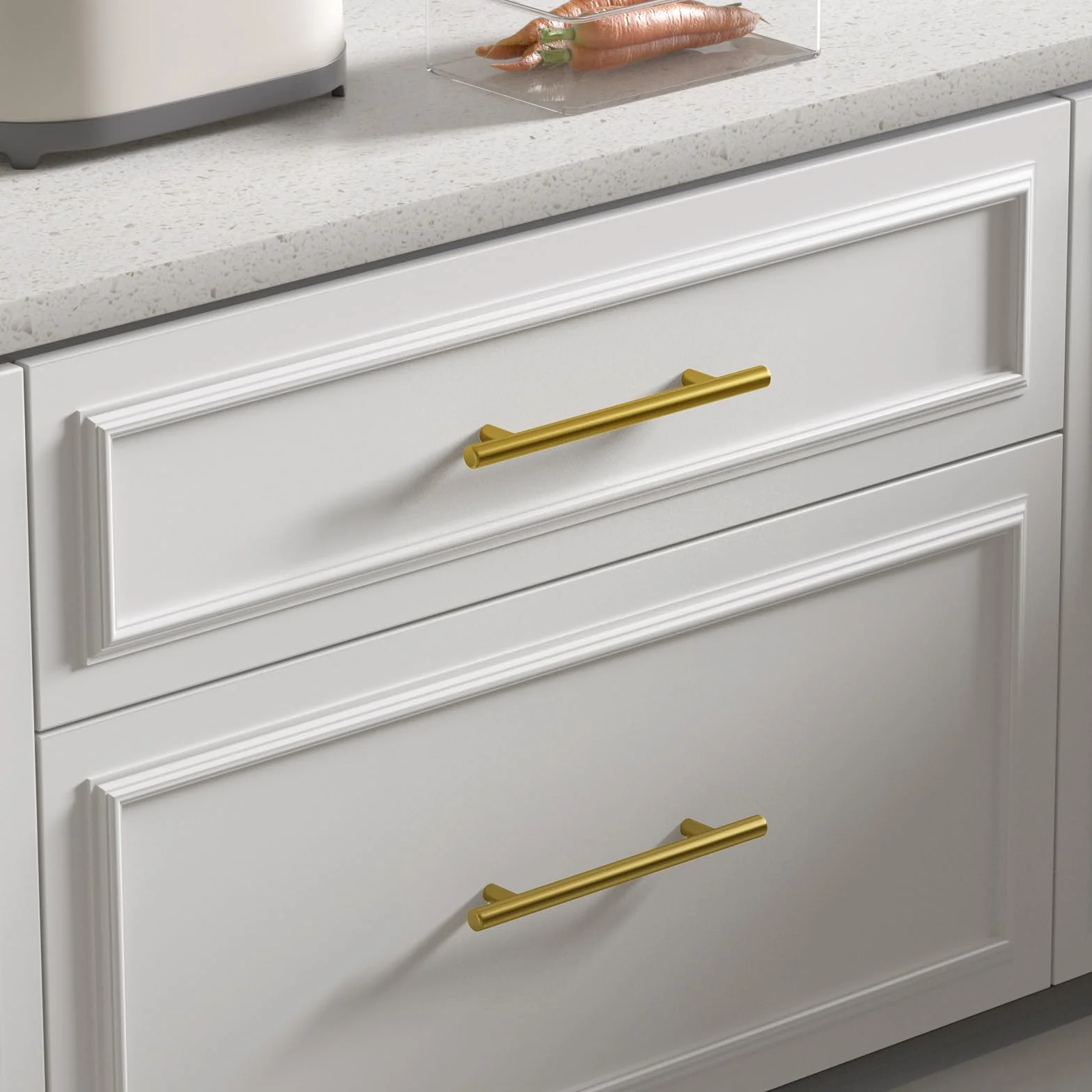 Goldenwarm 5 Piezas Tiradores Cajones 160mm Dorado Cepillado Acero Inoxidable para Armarios de Cocina