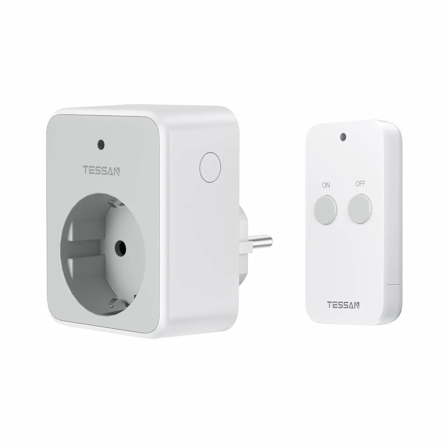 TESSAN Enchufe con Mando a Distancia Inalámbrico, 3600W Enchufe Mando a Distancia, Rango de operación 30,5M con Control Remoto Magnético, Programable