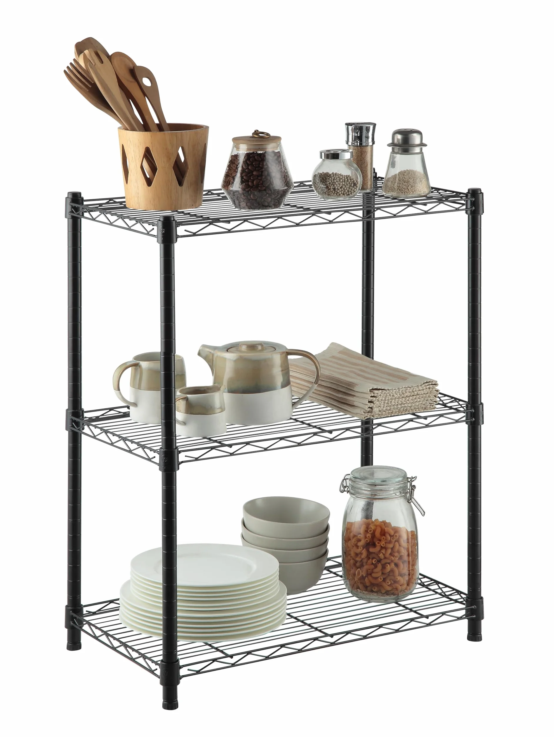 KitHome KG KITGARDEN Estantería Metálica Decorativa de Acero en Negro y 3 Baldas, 75x60x35cm