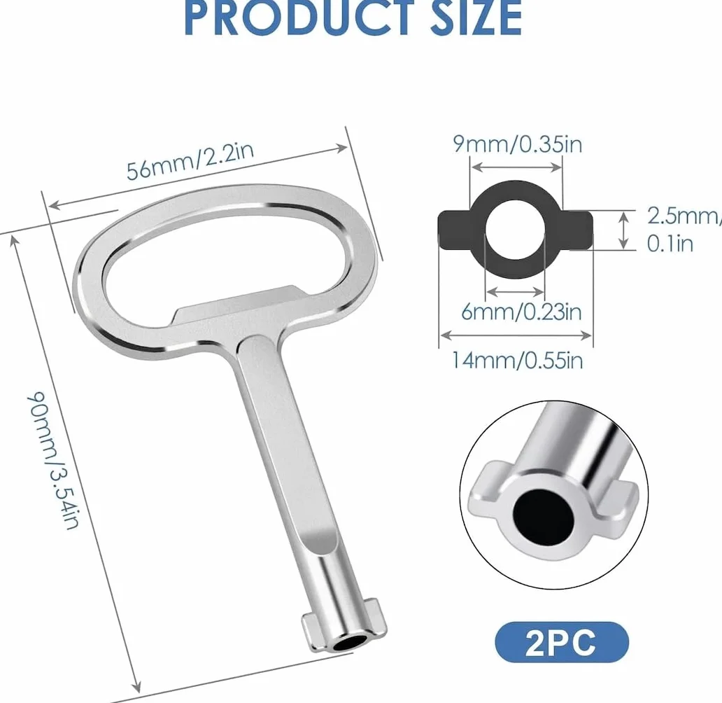 Llave del Gabinete Eléctrico 6mm Aleación de Zinc Multifuncional, 2 Piezas