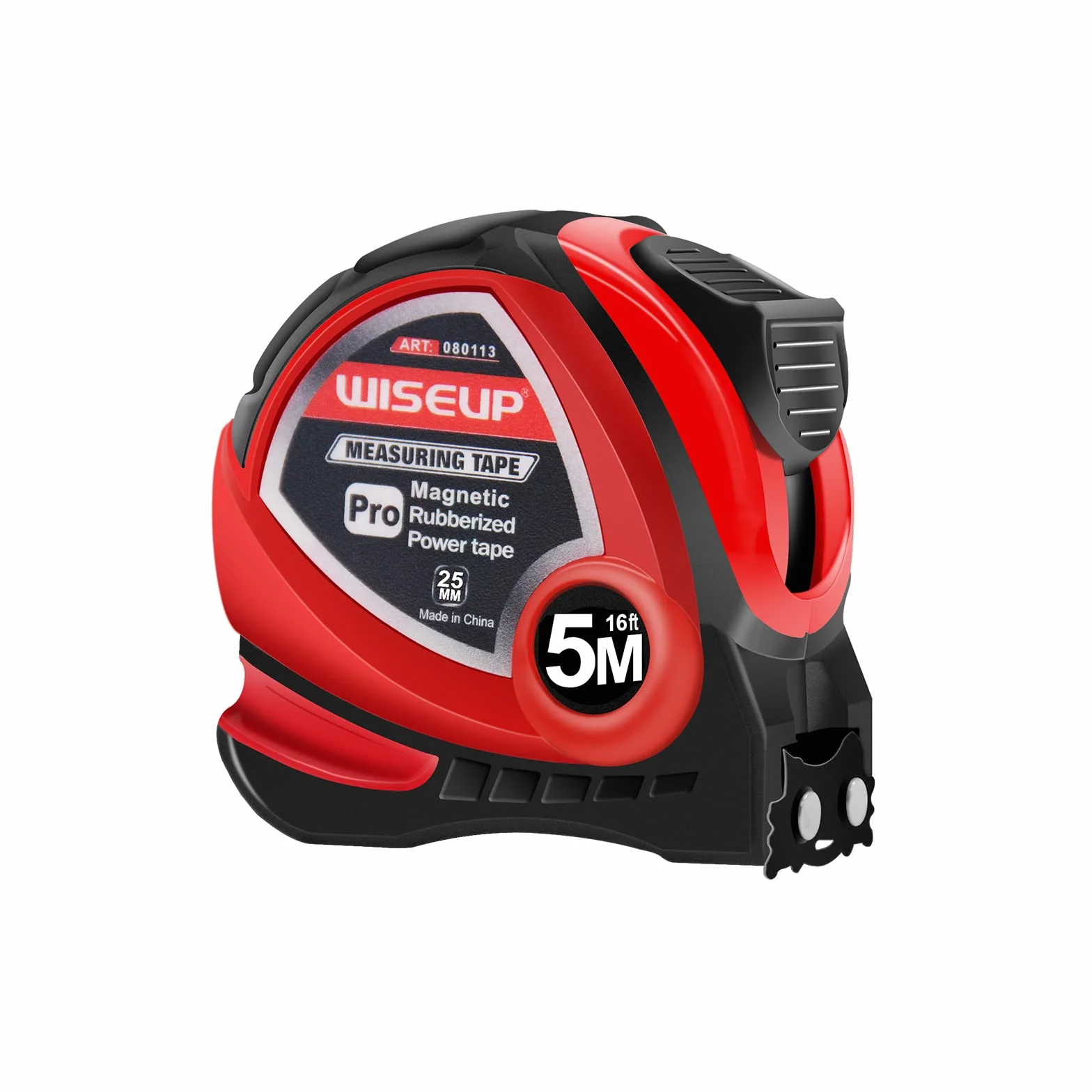 WISEUP Cinta métrica profesional 5 m, autobloqueo, carcasa ABS, clip cinturón