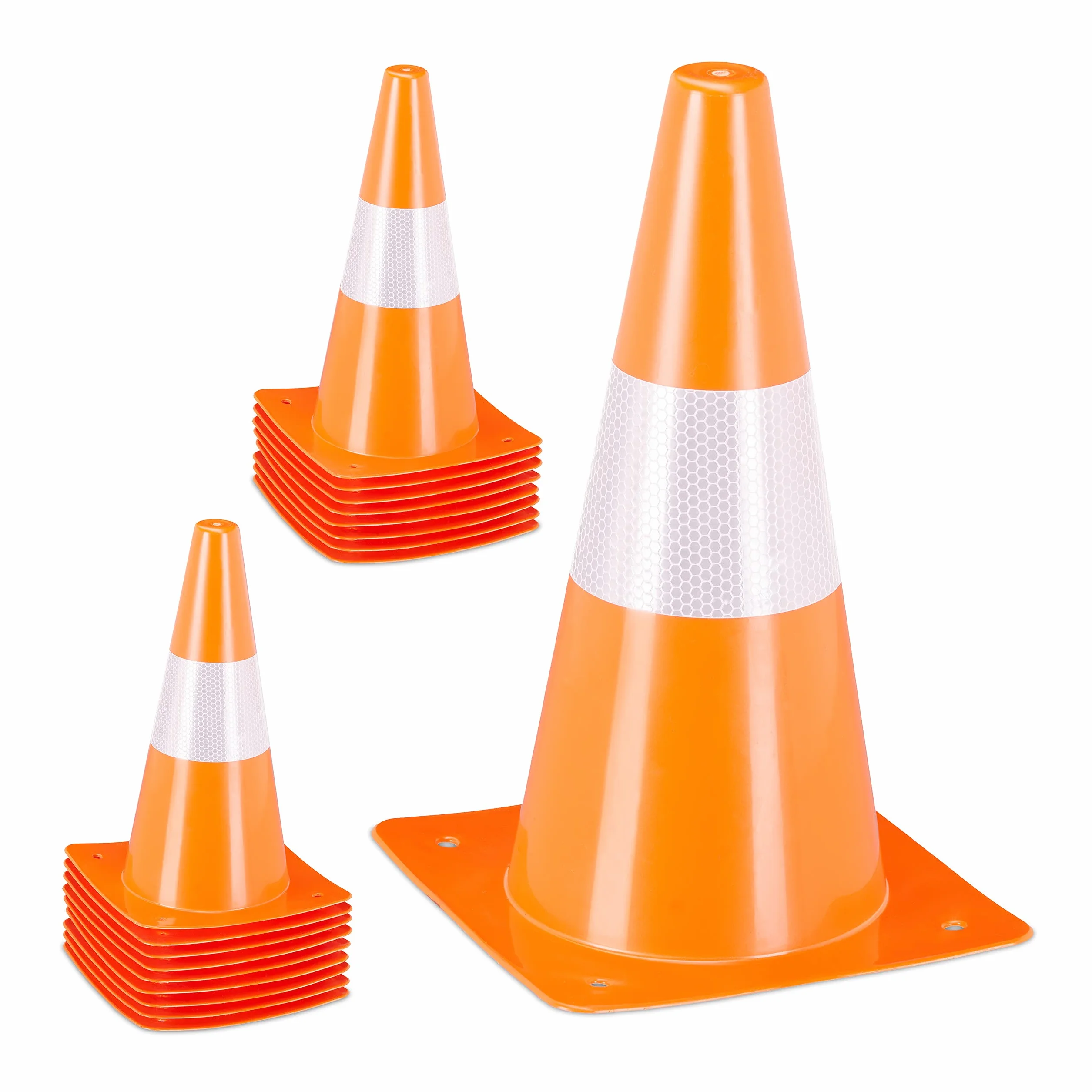 Relaxdays Set 18 Conos Señalización Fútbol Entrenamiento Perros Pilones Tráfico 30 cm Reflectantes Naranja
