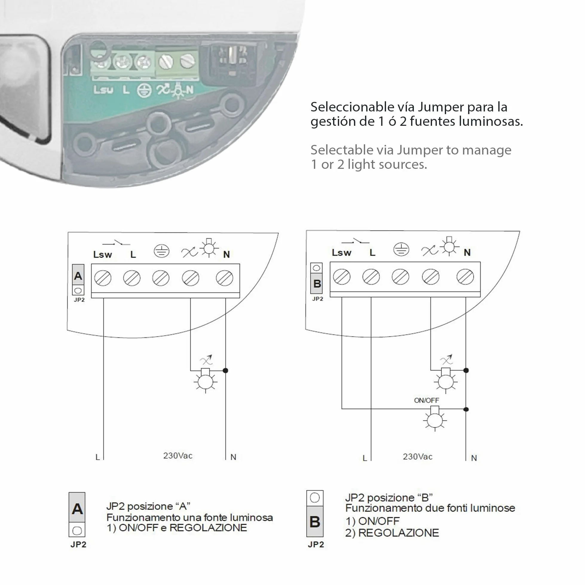 Interruptor Regulador de luz para lámpara de pie | Luz Regulable lampara 4-100W | Dimmer para lámparas de suelo | Atenuador de Intensidad para Luces LED | Fabricado en Italia | Color Blanco