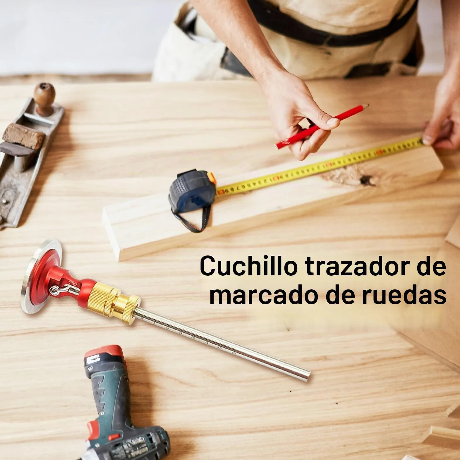 Calibre De Marcado, Herramienta De Marcado Con Función De Microajuste Calibre De Marcado Calibre De Marcado De Metal Cuchilla Para Madera Blanda Y Madera Dura Marcado De Ruedas