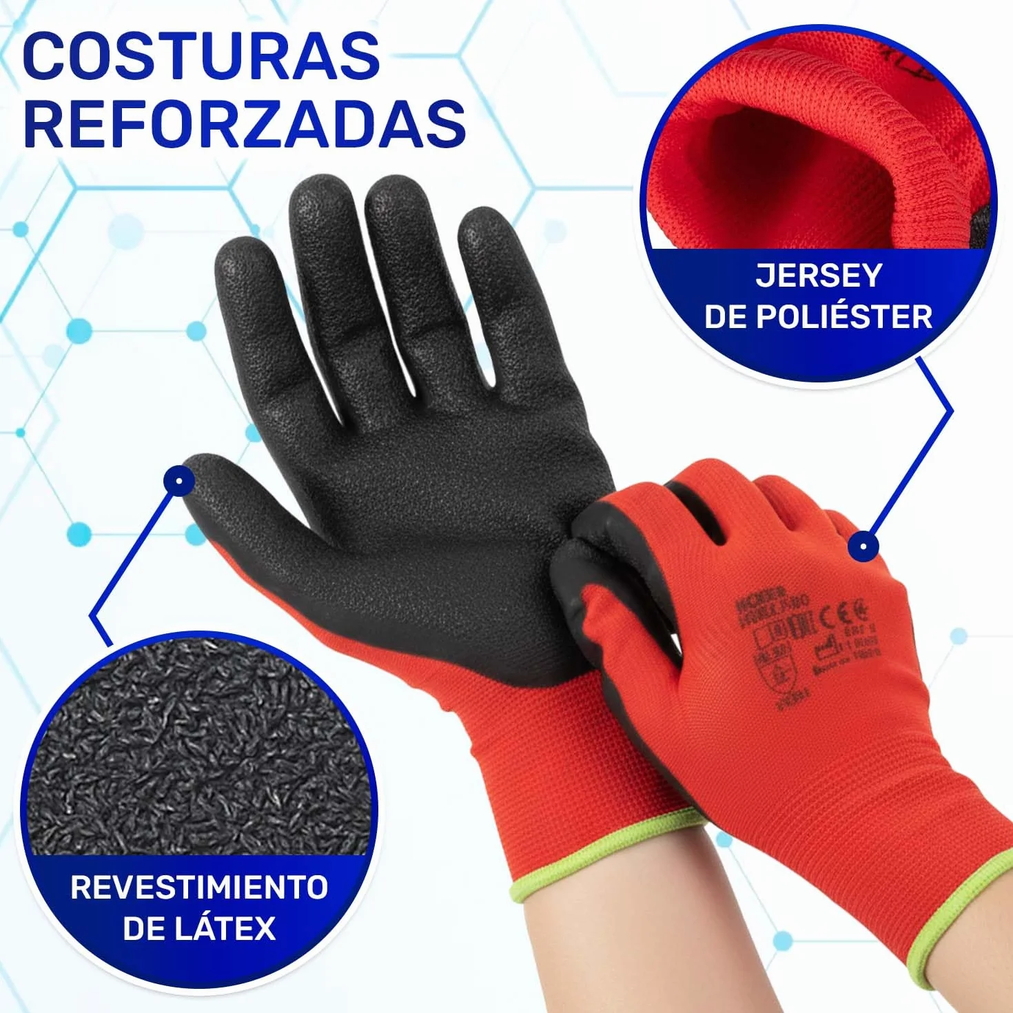 MONTERAL 24 Pares Guantes de Trabajo Talla 9 L Protección Cat II Recubiertos de Látex Anti-Slip - Guantes Trabajo Hombre y Mujer Pueden Usarse para Obra Taller Mecanico Jardineria Montaje