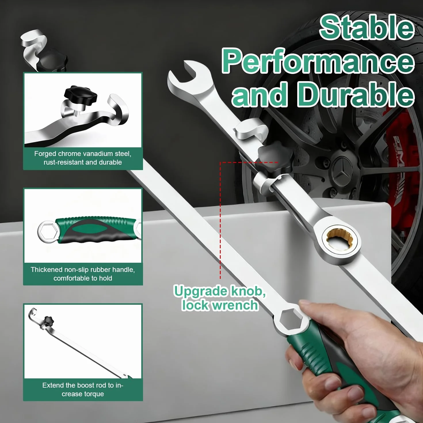 40cm Barra extensora para Llaves de Carraca Llave de Extensión Compensada Wrench Extender profesional para llaves Wrench Extension compatible con Llave Carraca para el mantenimiento automotriz