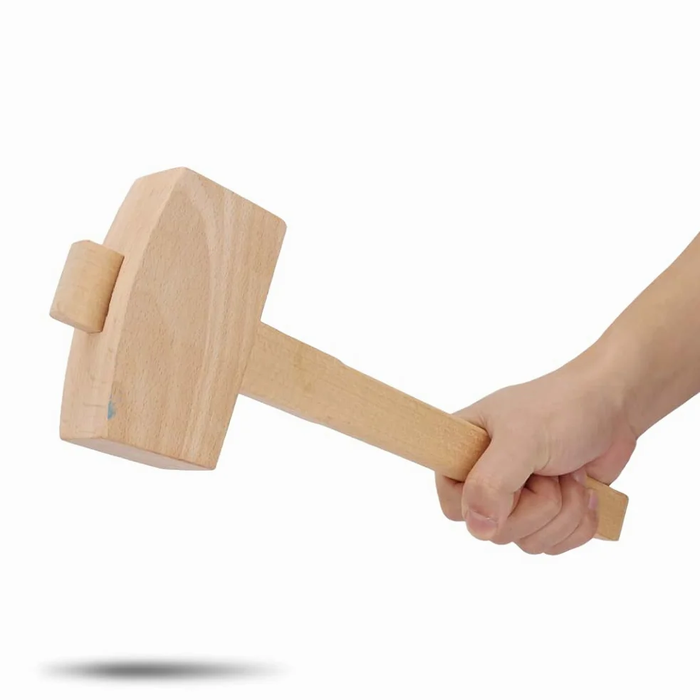 Mazo de madera natural pequeño/grande, martillo de carpintero profesional Martillo de mazo de madera Herramienta de carpintería para colocar y ensamblar muebles de madera (L)