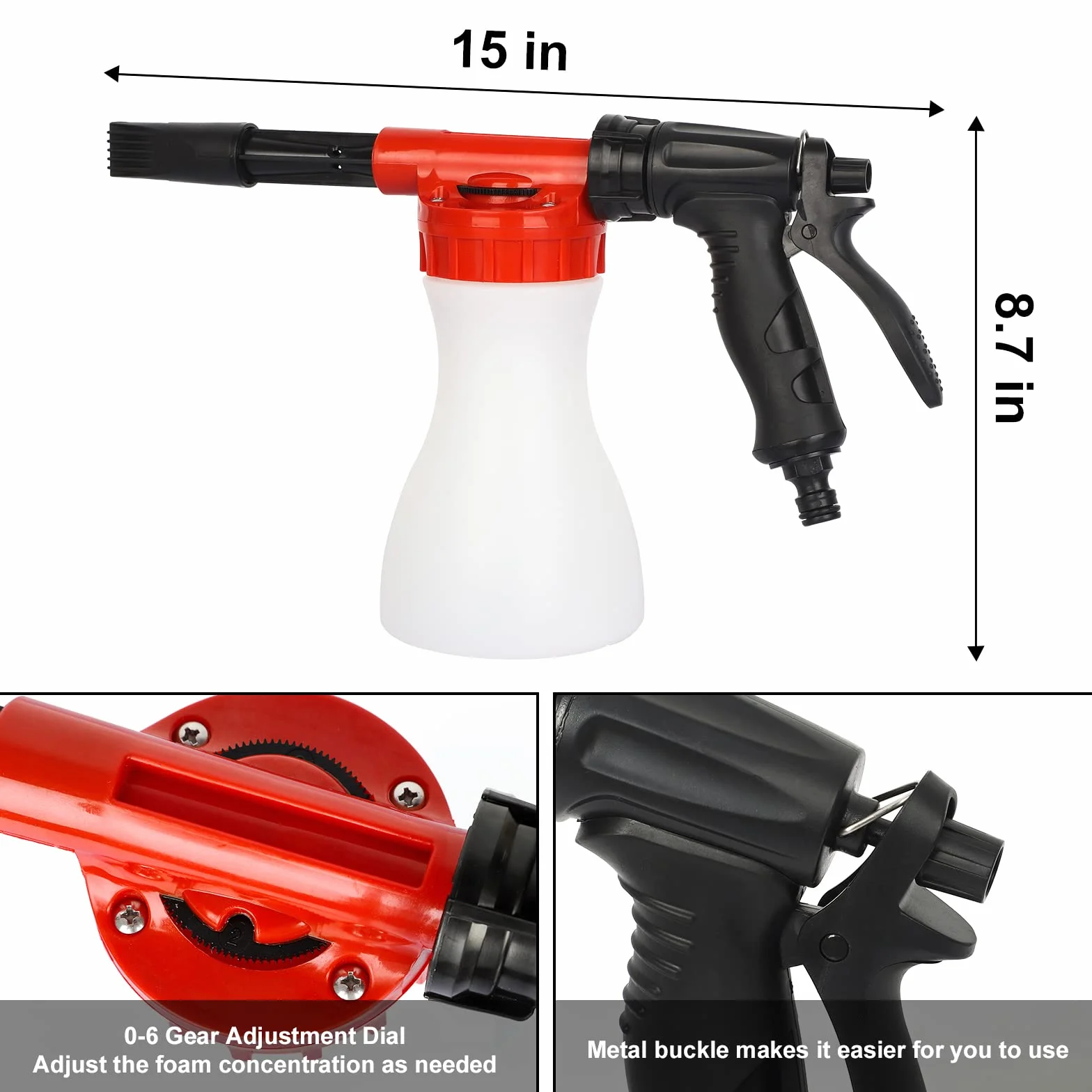 GALAXYER Pistola de Espuma de Nieve Ajustable 900 ml, Puede conectar rápidamente mangueras de jardín, Foamaster para Limpieza de automóviles y Casas, riego de Jardines