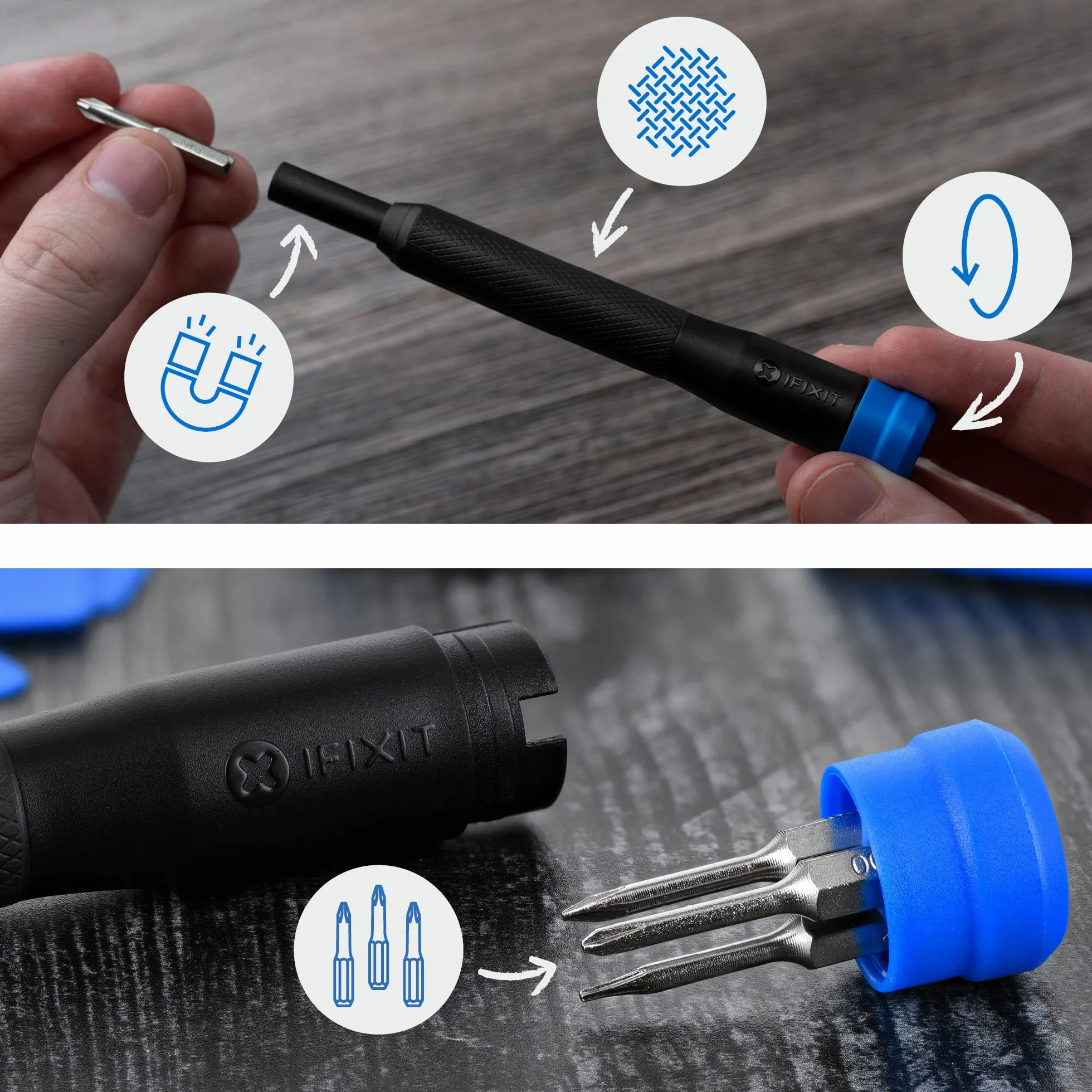 Kit de réparation Ifixit Essential Electronics Toolkit Noir et Bleu