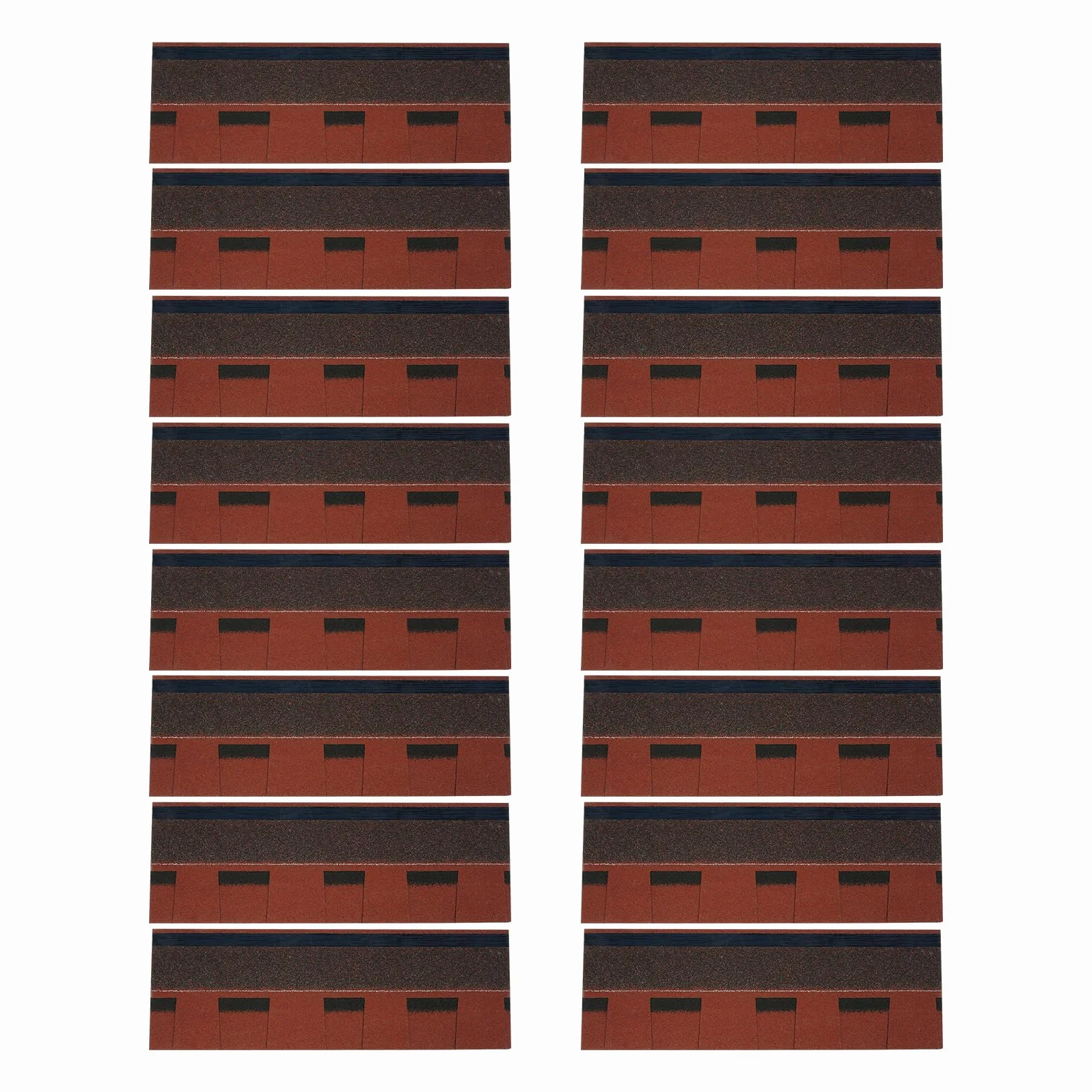 Juego de tejas de asfalto (16 piezas) para 2,32 m² | 5,3 mm de grosor con núcleo de fibra de vidrio y autoadhesivas, color rojo – Impermeable, resistente a los rayos UV, aislamiento térmico para