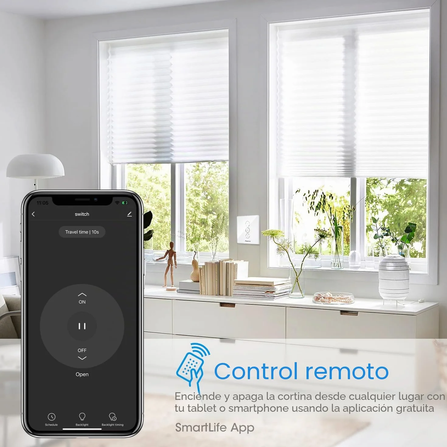 Maxcio Interruptor de Persiana WiFi, Control Inteligente de Persiana compatible con Alexa, Google Assistant, Control por voz y Control Remoto, Temporizador