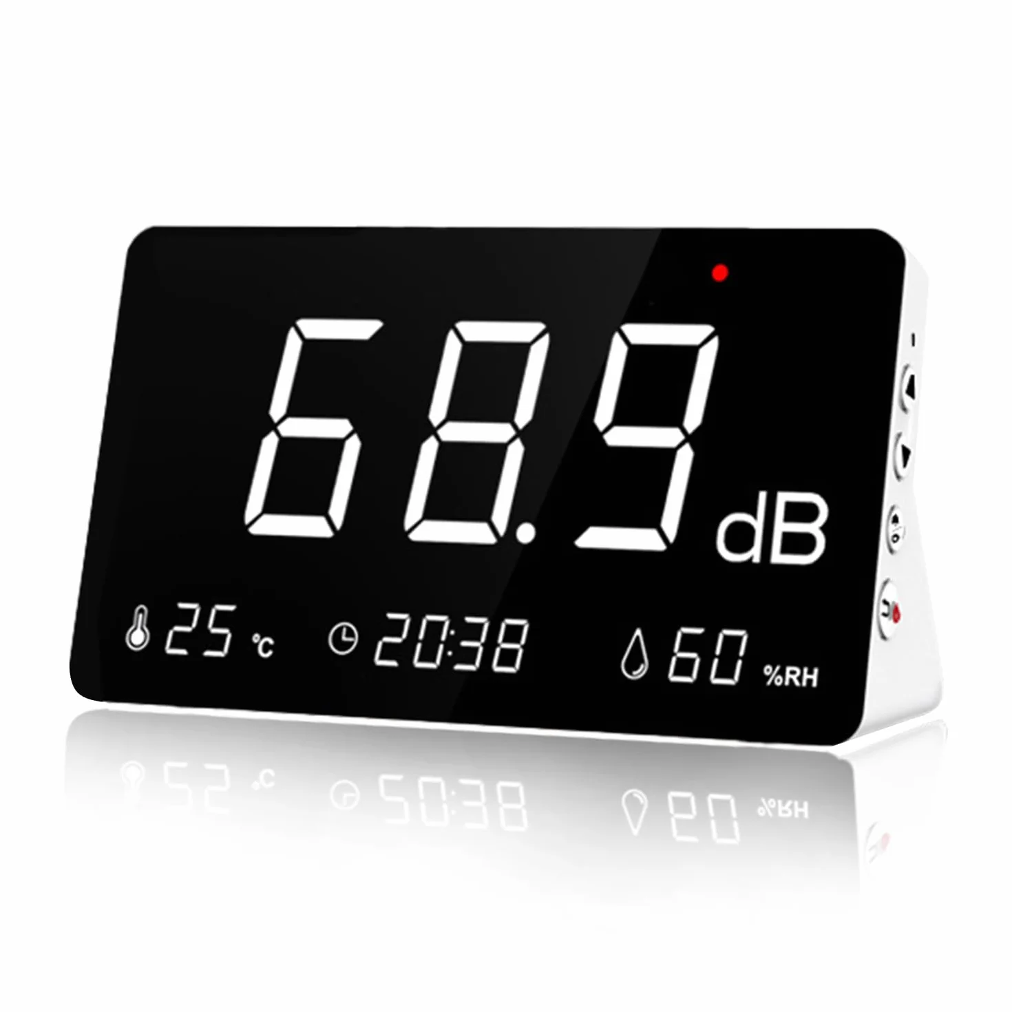 ‌LYCEBELL Medidor de nivel de sonido con registro de datos y exportación de 26 000, medidor digital de decibelios de ruido de 30-130 dB con alarma, peso A, recargable para casa, alquiler turístico