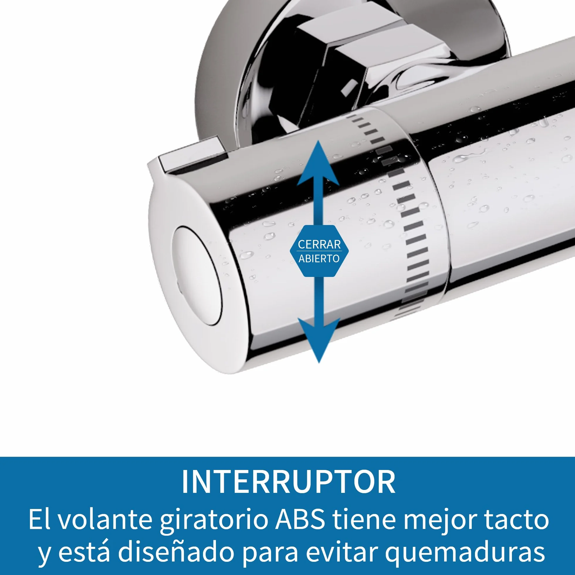 MORADO Mezclador de ducha termostático, grifo de ducha termostático, válvula de mezcla de agua con control de temperatura, latón, acabado cromado, montado en la pared