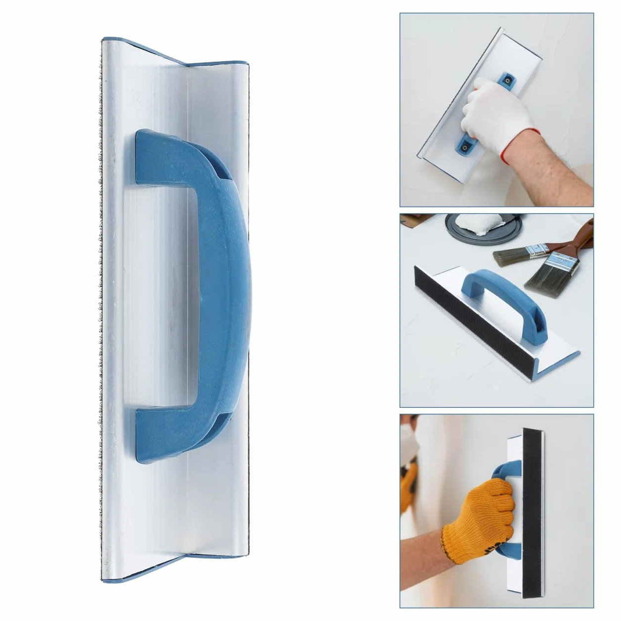 HOMSFOU Soporte De Papel De Lija Con Mango Marco Autoadhesivo Para Lijado De Esquinas Y Paredes Herramienta Manual Para Superficies Planas Y Contorneadas 2 Piezas 9.84X3.54X2.36 Pulgadas