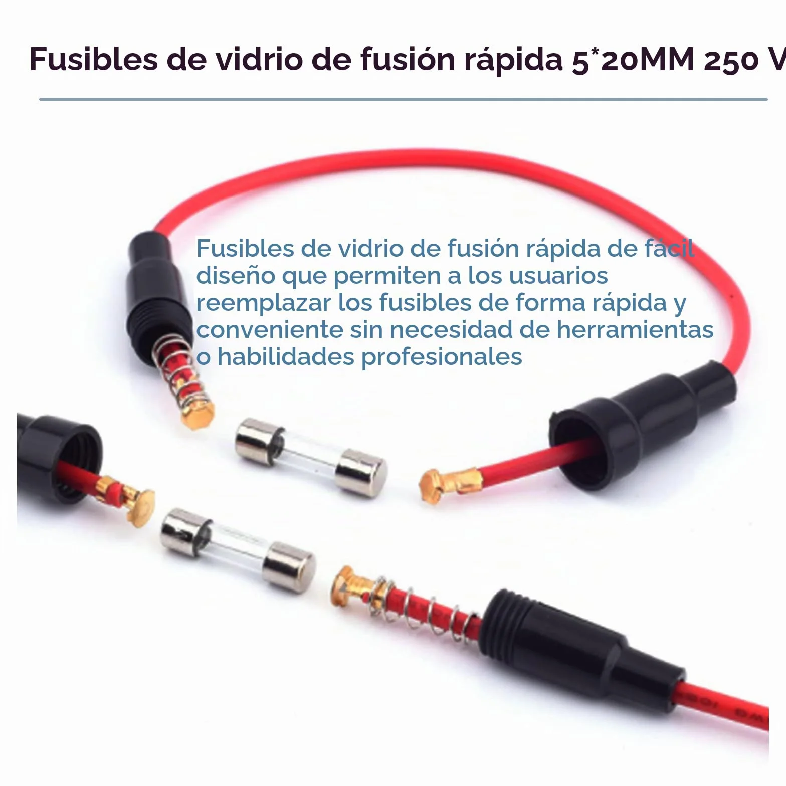 240 Piezas Fusibles de Vidrio 5x20mm 250V Rápida Fusión Kit 0.1-30A Caja Plástico