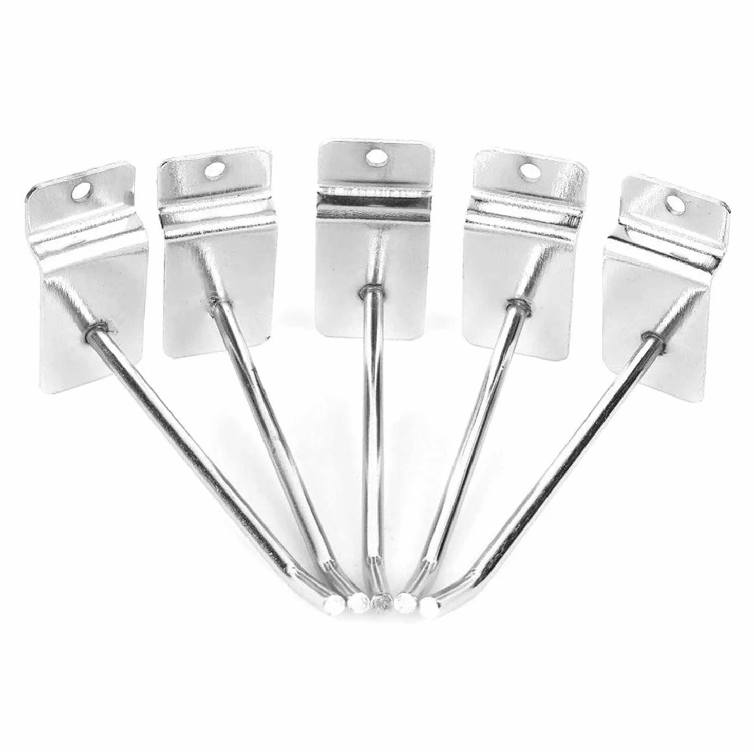 100 ganchos de pared de tablilla de 30 cm ganchos de panel de exhibición de pared de listones de 4.2 mm de grosor gancho de metal para colgar en la pared, garaje, tienda minorista
