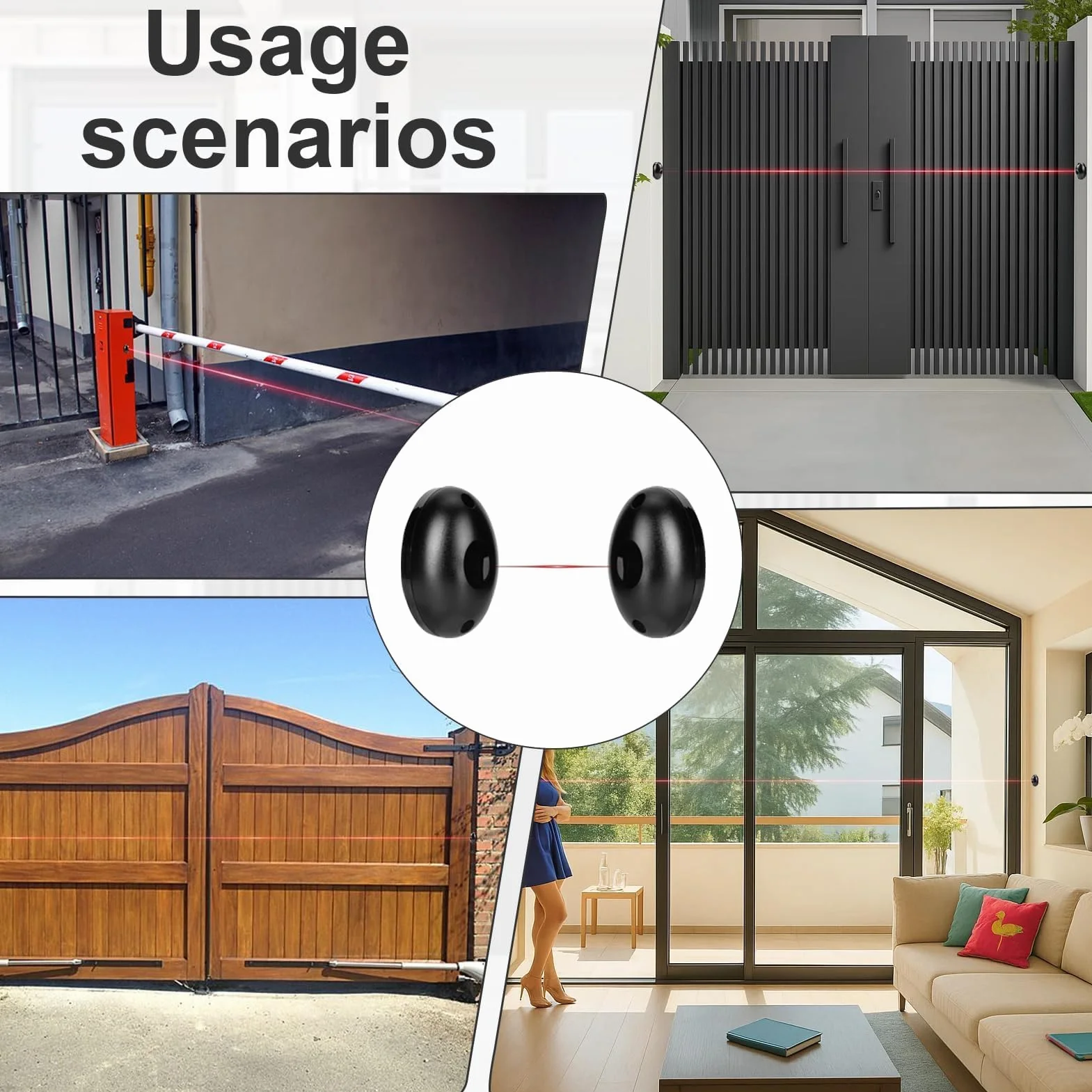 Fotocélula Puerta Garaje, Sensor Puerta 12-24 V AC/DC, Fotocélula Infrarroja de Seguridad, Emisor y Receptor, Cancelas Correderas Rele, para Portones y Cocheras Automáticas, Alcance de 15 m - 20 m