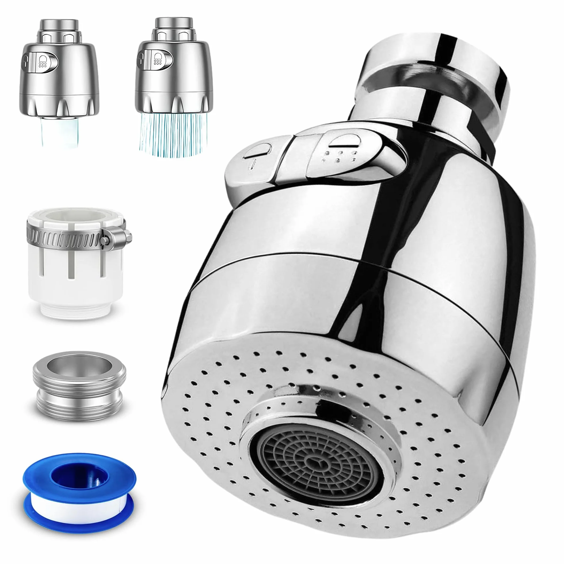 CARBOU Aireador para grifo cocina 360º, difusor giratorio, 2 modos, ABS