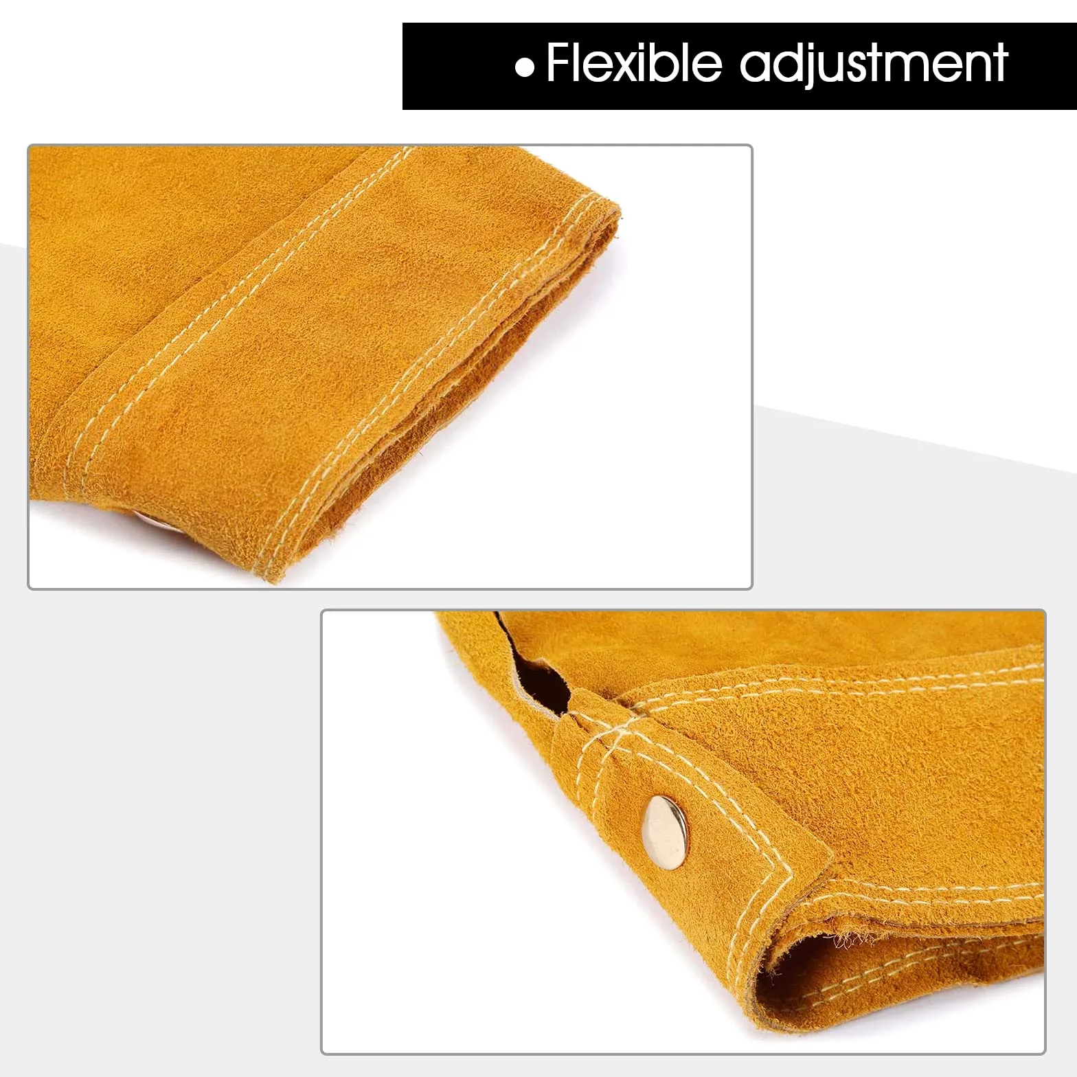 ENJOHOS Delantal de soldadura integrado para soldadura Esparcidor de fuego de cuero Delantal accesorio de soldadura por salpicadura antitermal Soporte de herramienta de fuego amarillo 105 cm