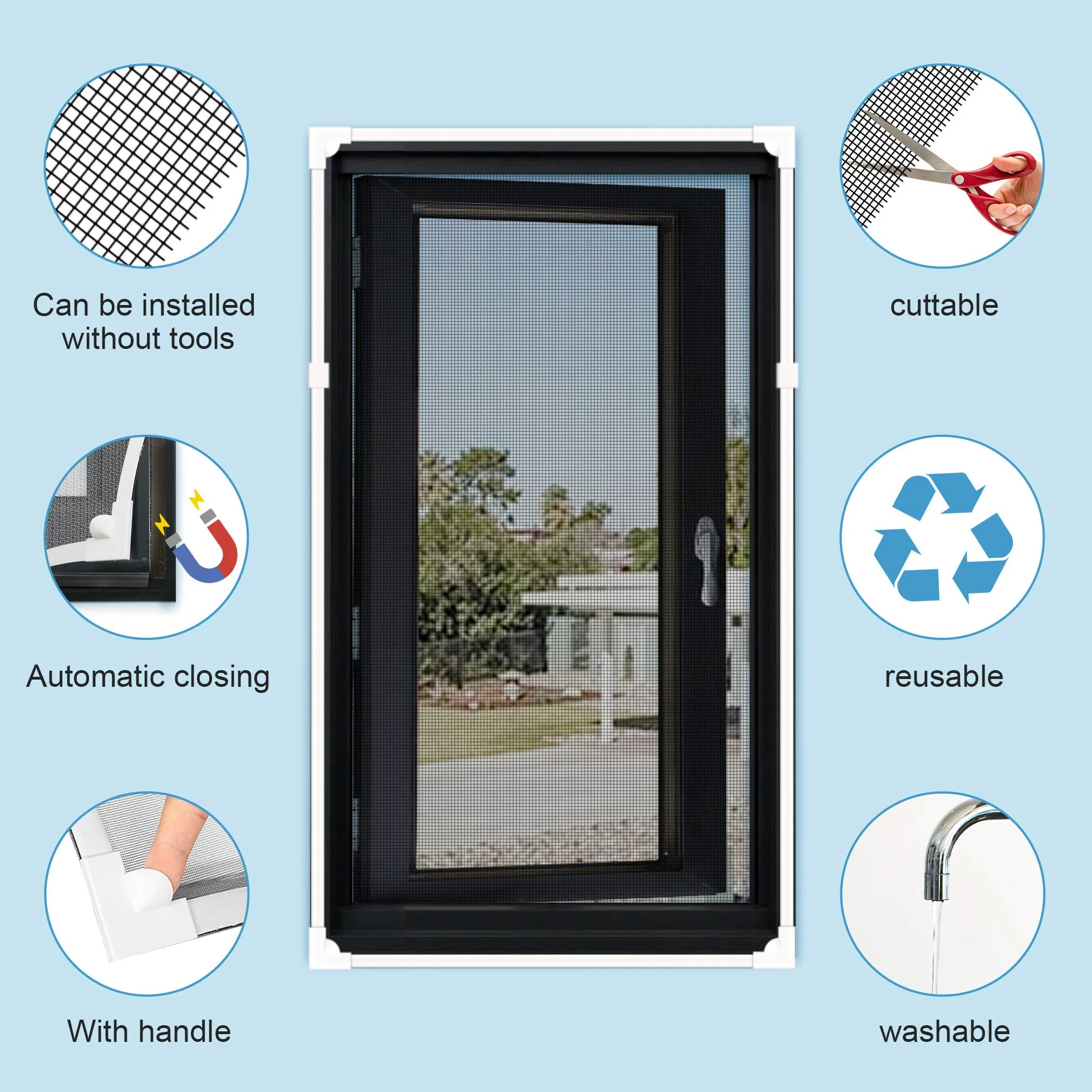 Gimars Mosquitera Ventana Magnética 130x150cm Ajustable Pantilla Mosquitera Ventana de Malla Superfino Tamaño DIY Cortina Mosquitera Cortable con Imanes Contra Insectos para Ventana,Blanco
