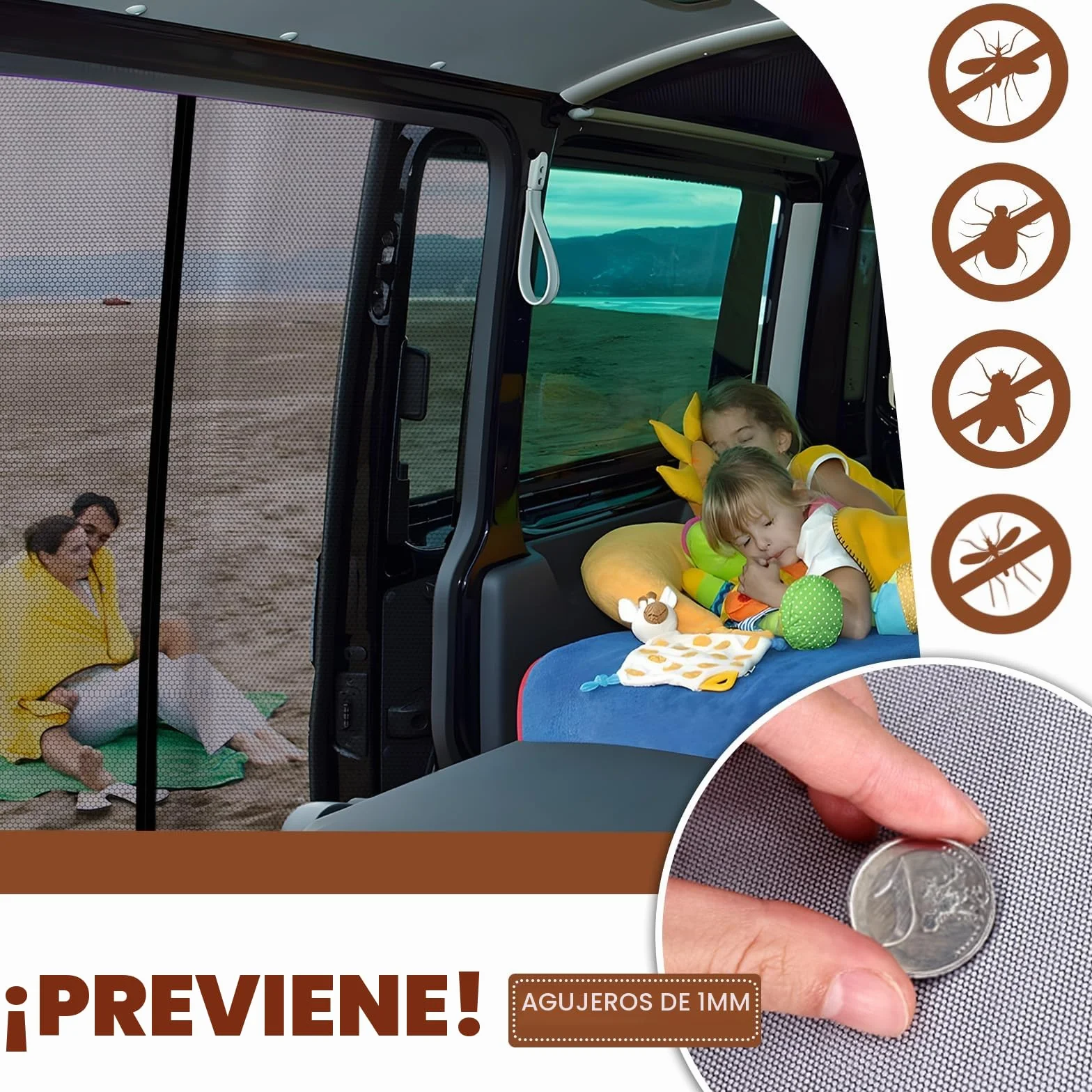 ZATOOTO Mosquitera Magnética para VW T5 T6 para Puerta Corredera - Cortinas Anti-Insectos para Camper Coche Furgonetas - Protección Solar Puerta Lateral Camping