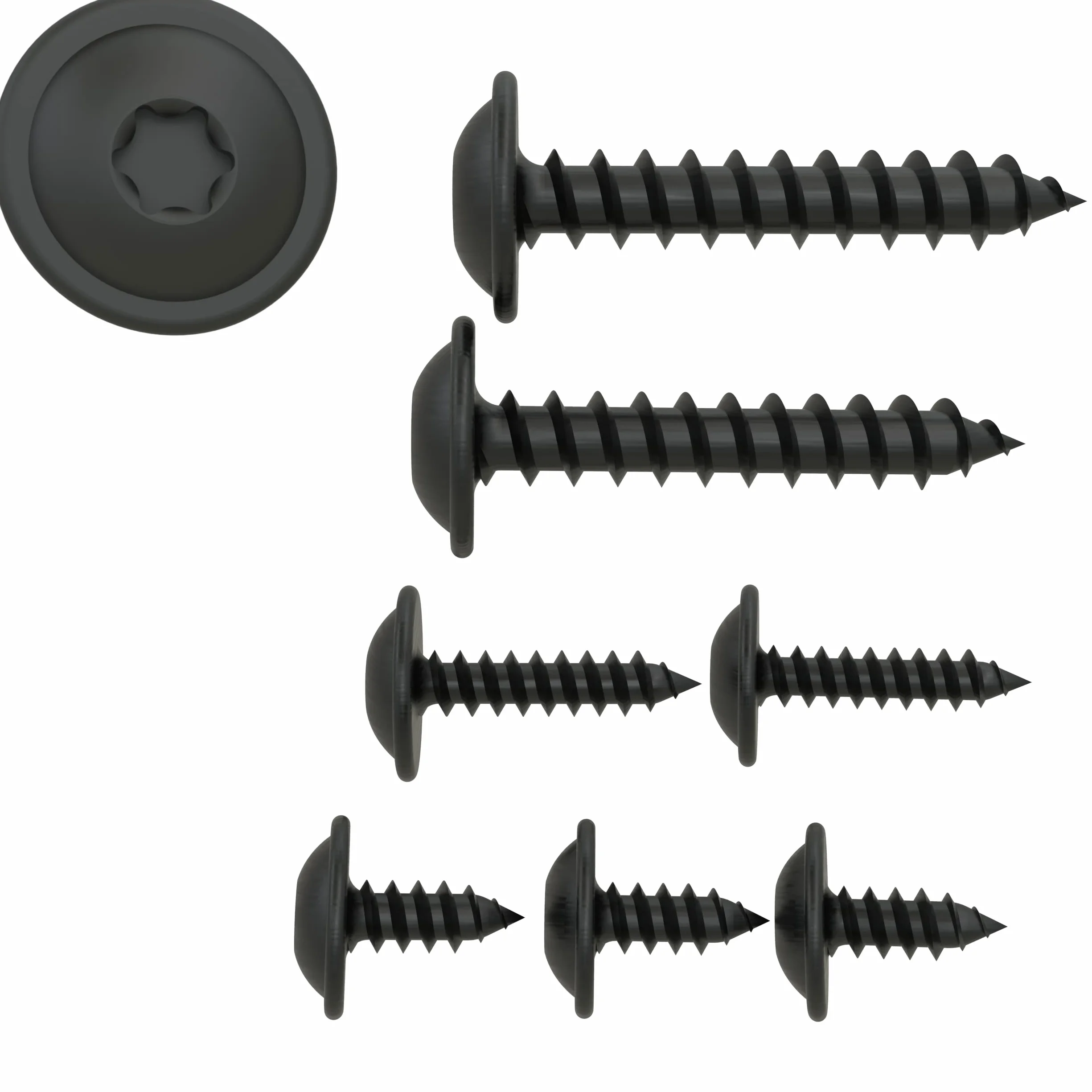 100 AUPROTEC Tornillos de Chapa 4,8 x 25 mm TORX con Cabeza de arandela Tornillo alomado cincado Negro DIN 7049-4,8 x 25 mm, 100 Piezas