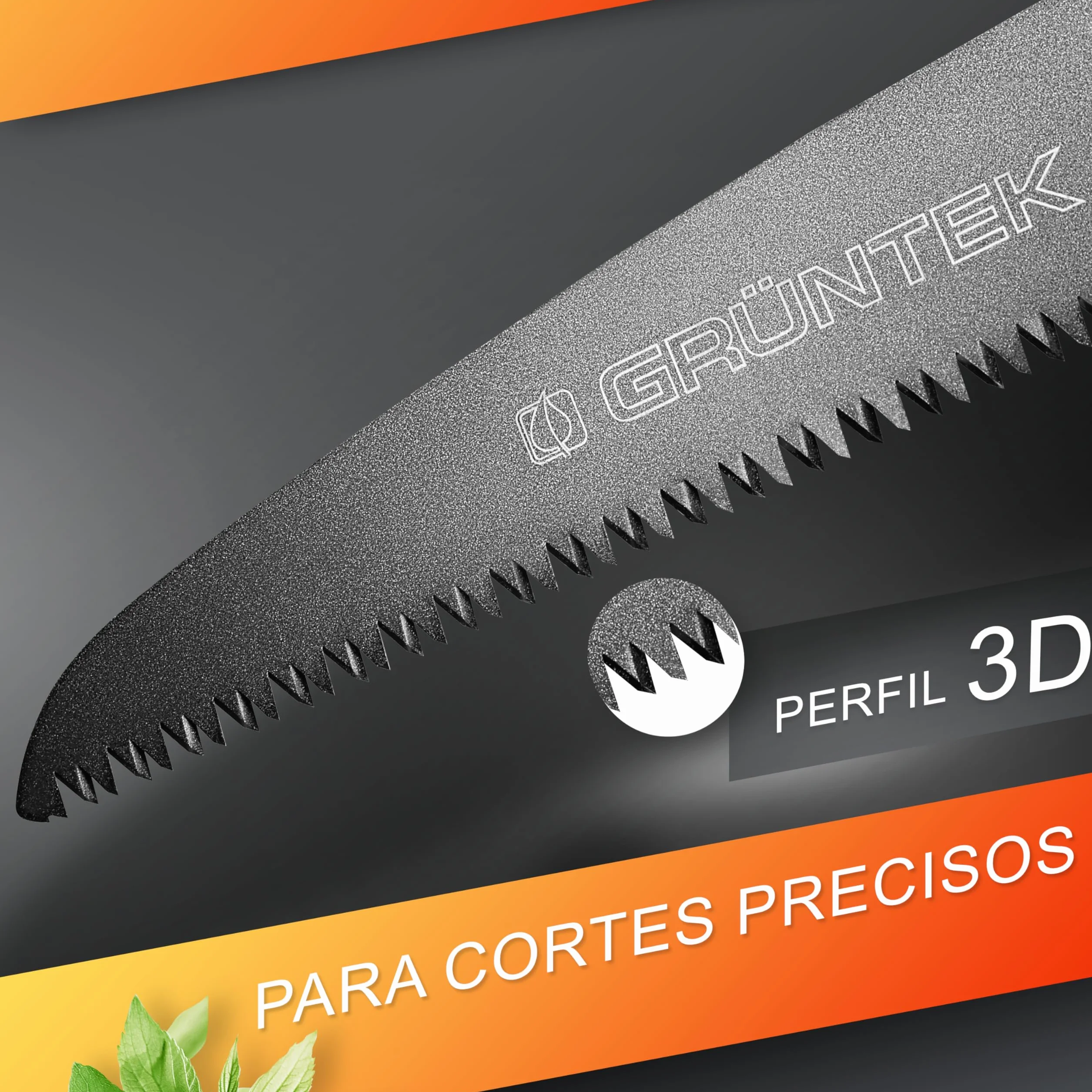 GRÜNTEK Sierra Plegable de Poda 180 mm Mango de Corcho Hoja de TEFLON y Acero