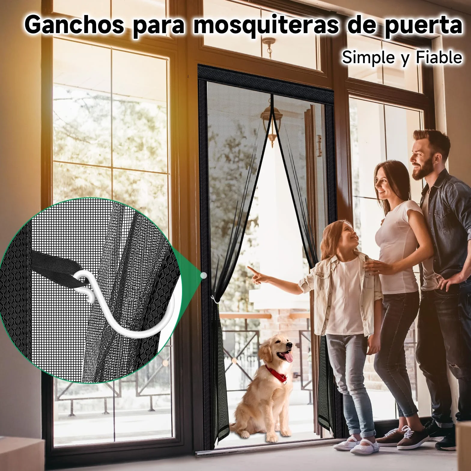Mosquitera Puerta Magnetica, 90x210cm Cierre Magnético Completo, Sin Huecos, Fibra de Vidrio, Protección Contra Insectos, Imán sin Necesidad de Taladrar, Resistente a la Rotura, Resistente