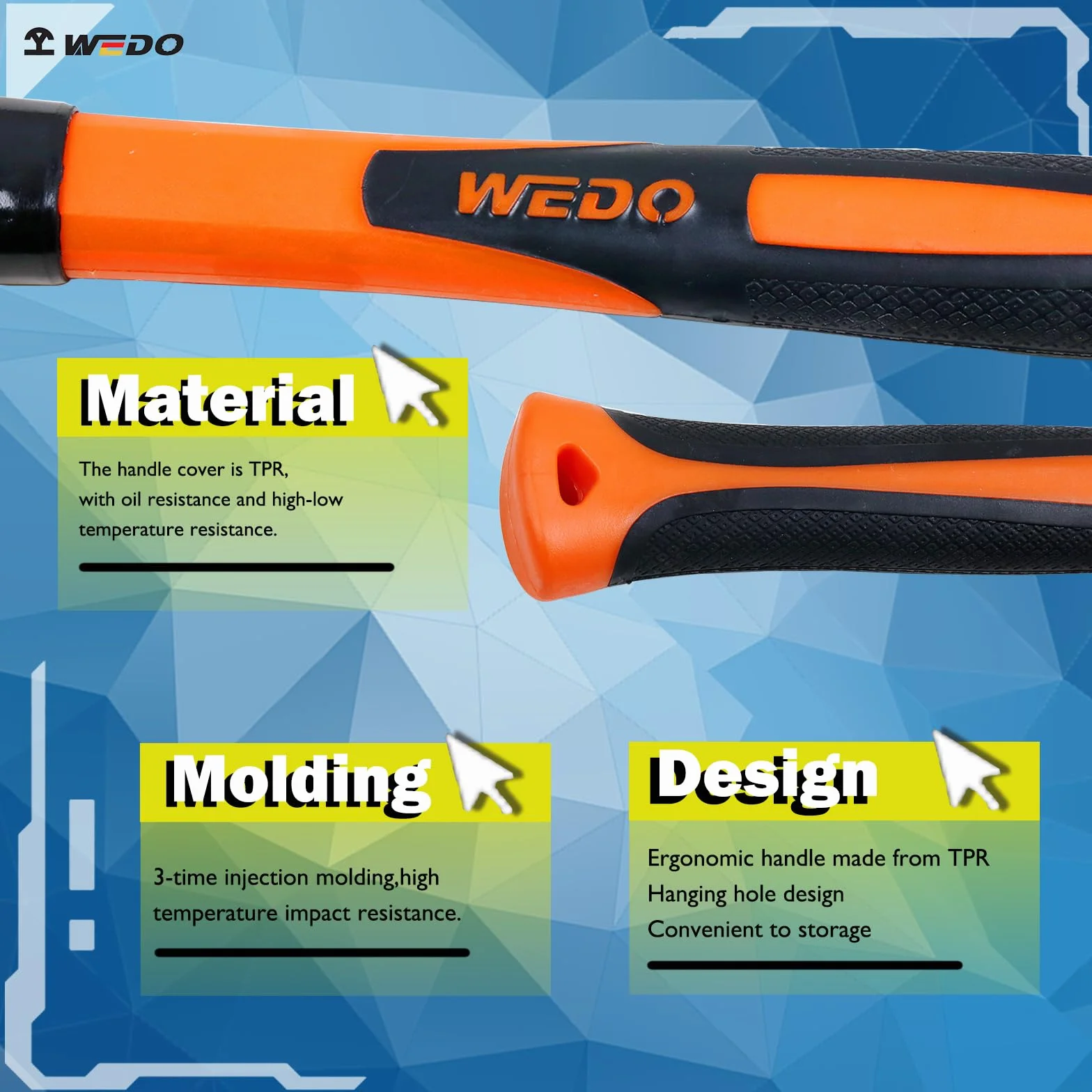 WEDO Martillo de Doble Cara de Latón con Mango de Fibra Vidrio,500 libras,300 mm,12 pulgadas