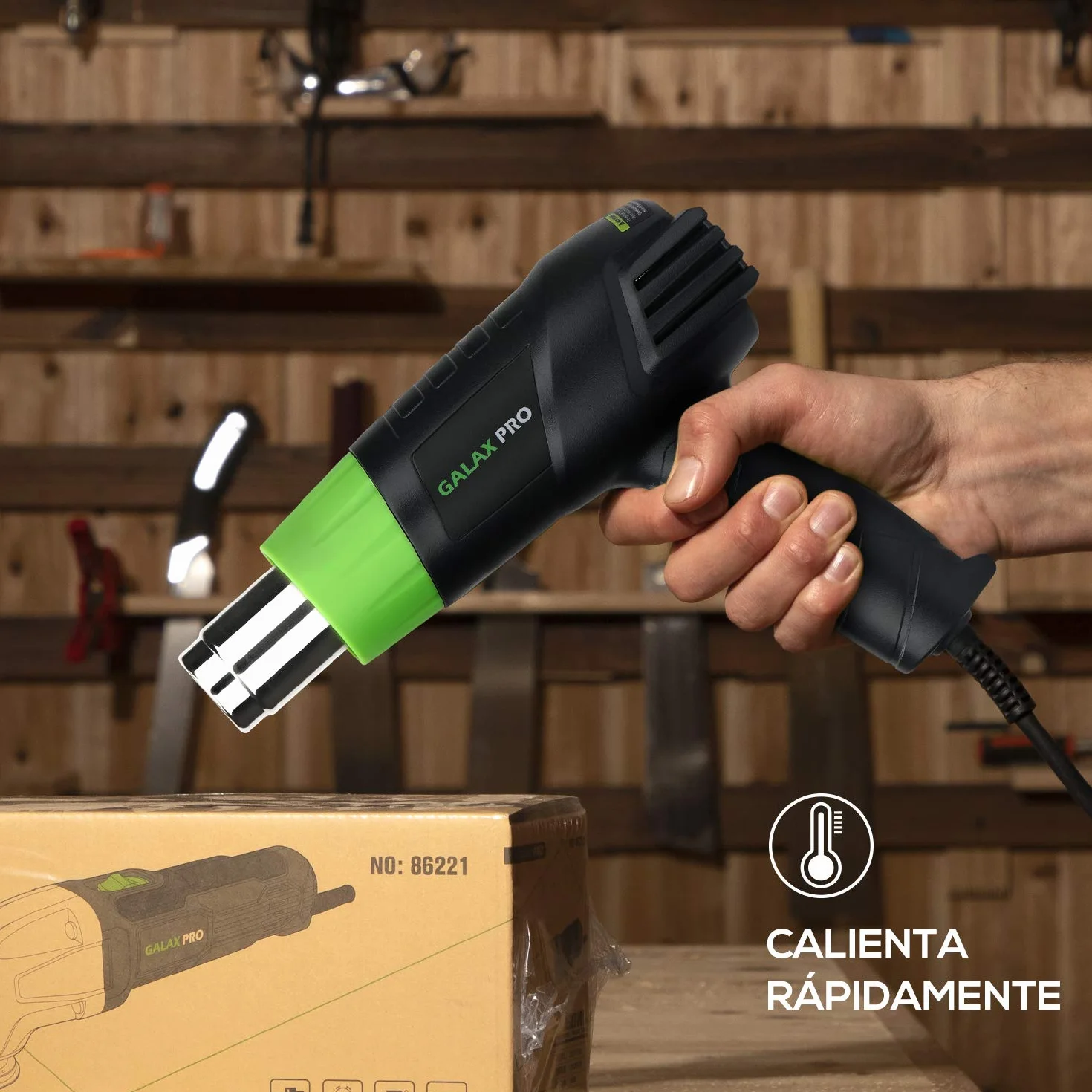 GALAX PRO Pistola de Aire Caliente, 2000W Dos Niveles de Temperaturay Tlujo de Aire Ajustables (Ⅰ: 350 ℃ 250L / min, Ⅱ: 550 ℃ 500L / min) con 4 Boquillas, Doble Protección