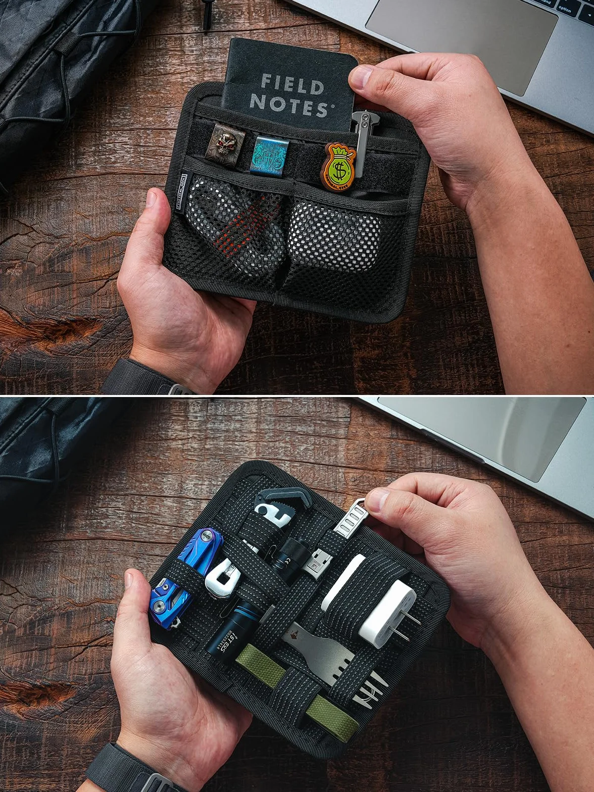 TACTICAL_GEEK TCM8 - Tablero organizador EDC, tablero tejido elástico antideslizante, panel de inserción de bolsa de utilidad para equipo pequeño, accesorios de mochila con bolsillo abierto y bolsillo
