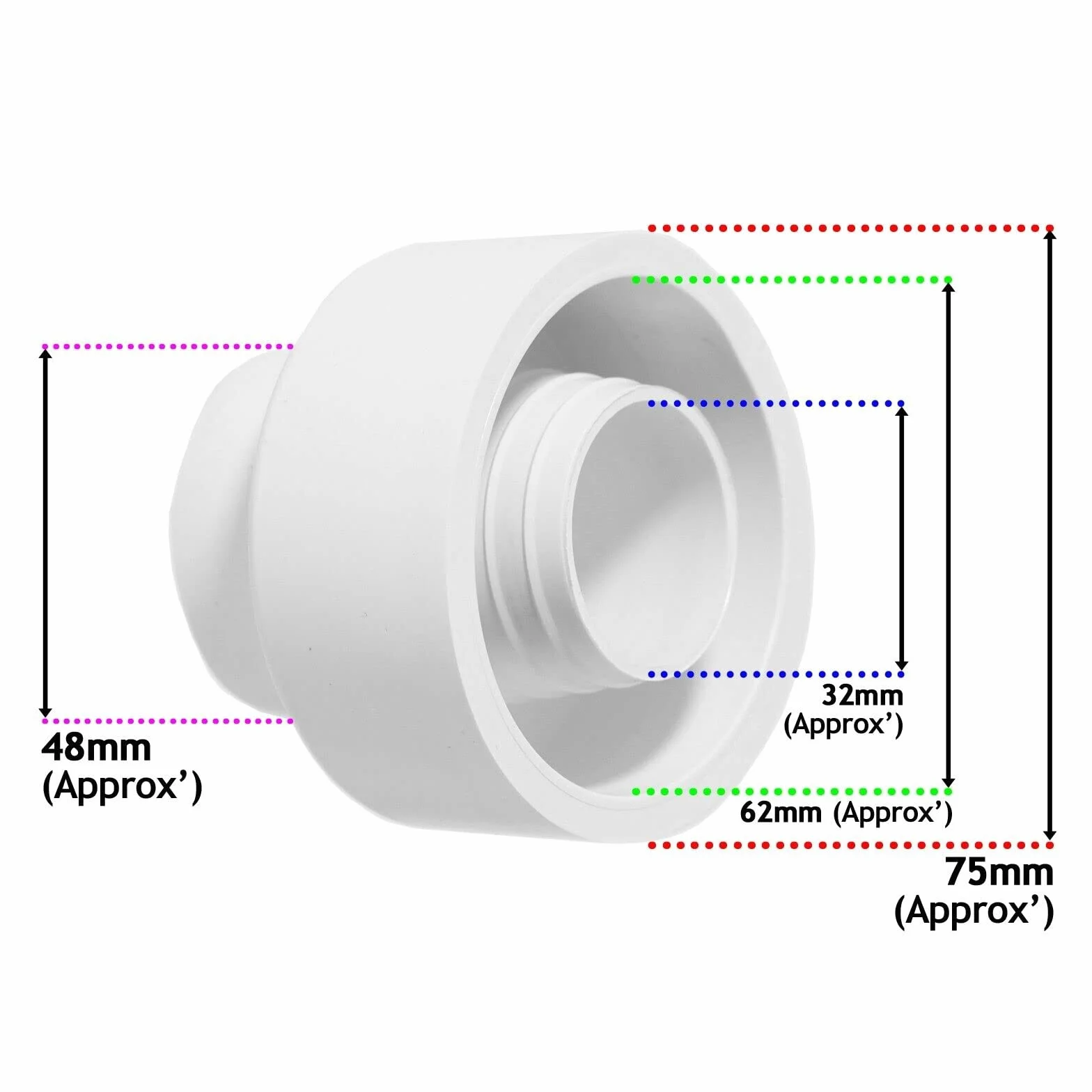 SPARES2GO Cono de descarga exterior para inodoro, sello flexible ajustable para WC