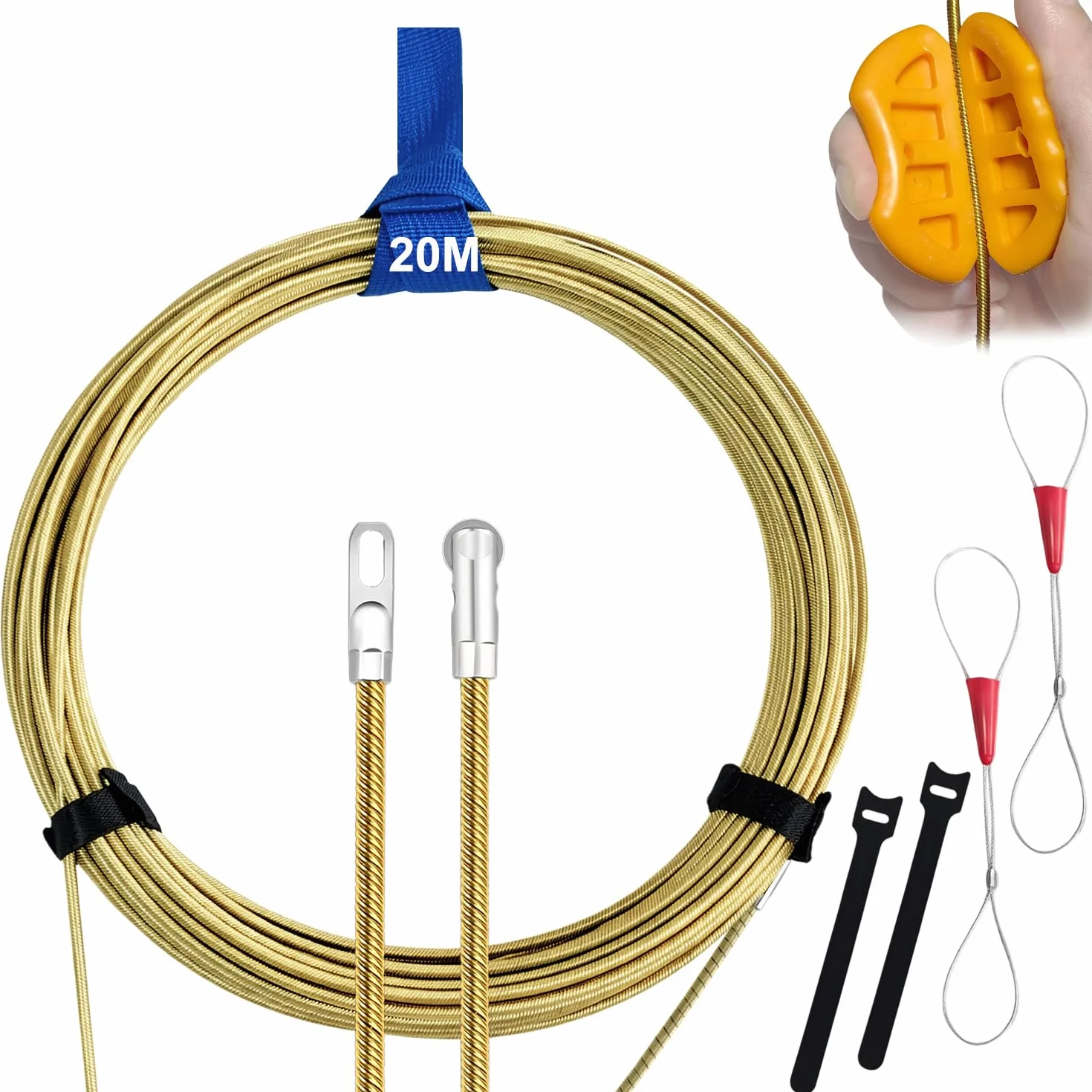 Guía pasacables 20 m 3,8 mm muelle de inserción metal cinta inserción tracción alambre introducir cables eléctricos